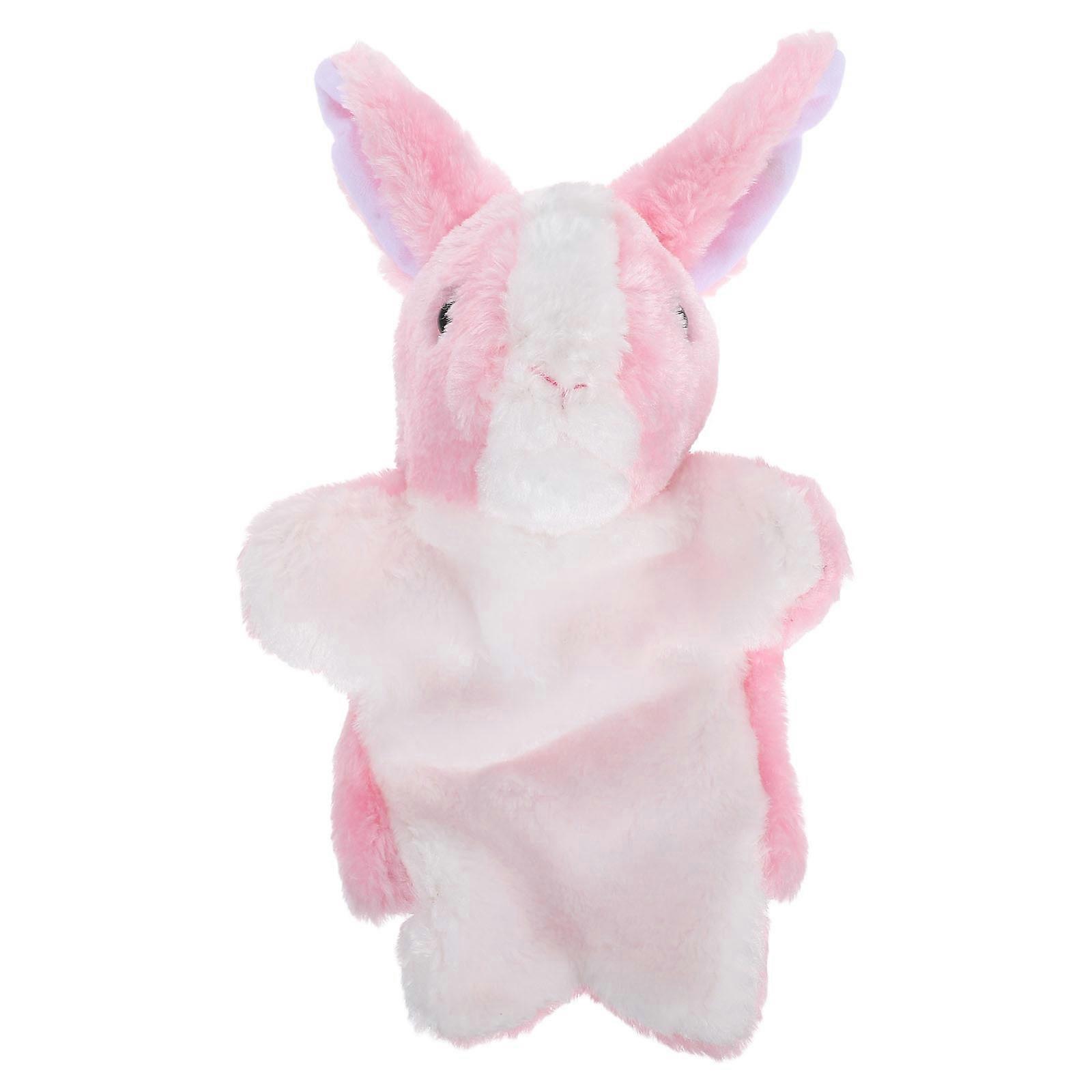 Stuffed Puppet Rabbit Hand Puppets 2Pcs Pink Soft Toy for Kids Play