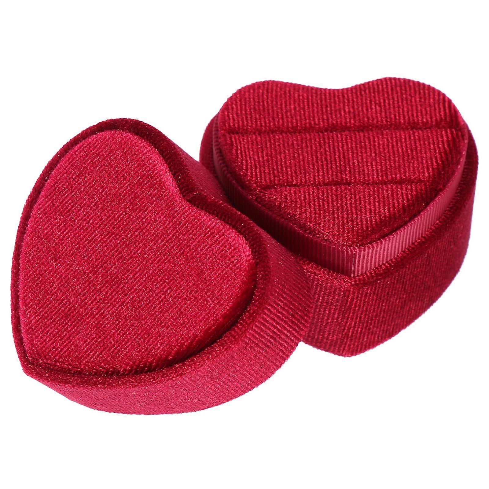 Heart-Shape Jewelry Ring Box for Wedding 5Pcs Red Double Ring Box