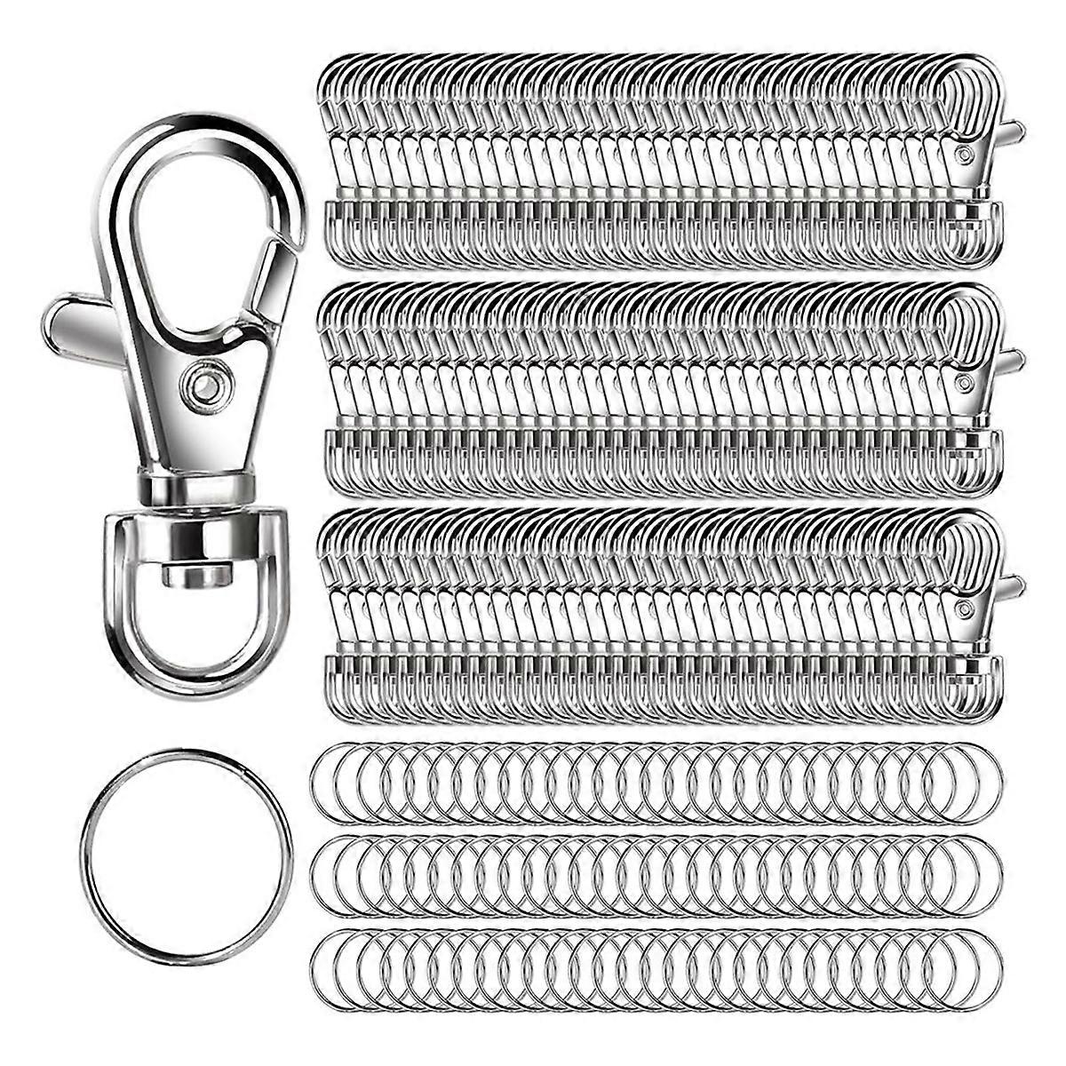 Metal Swivel Snap Hooks and Key Rings, 120PCS Small Lobster Claw Keychains Clasps and 120PCS Key Chain Ring 240PCS