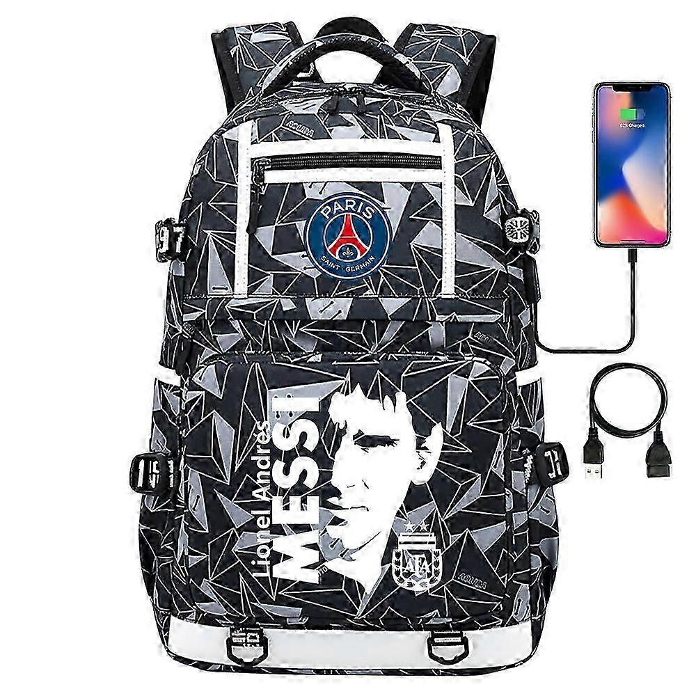 حقيبة ظهر ميسي: تصميم مموه ، منفذ شحن USB ، حجرة كمبيوتر محمول مقاس 17 بوصة ، حقيبة مدرسية متعددة الوظائف للأعمال والسفر مقاومة للماء عالية الجودة