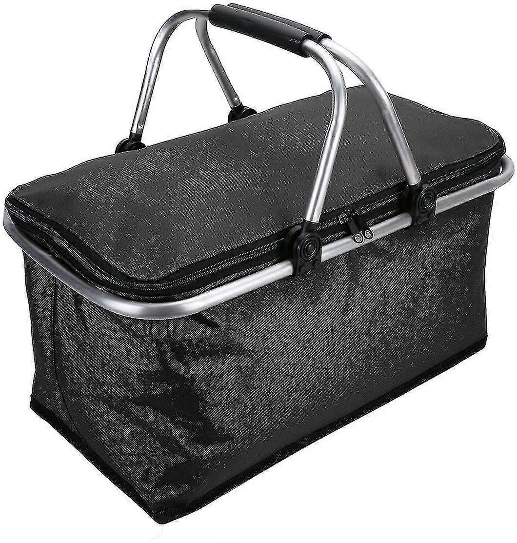 Picknickkorb - Einkaufskorb - Wäschekorb - Marktkorb - Isolierter Korb mit starkem Aluminiumrahmen