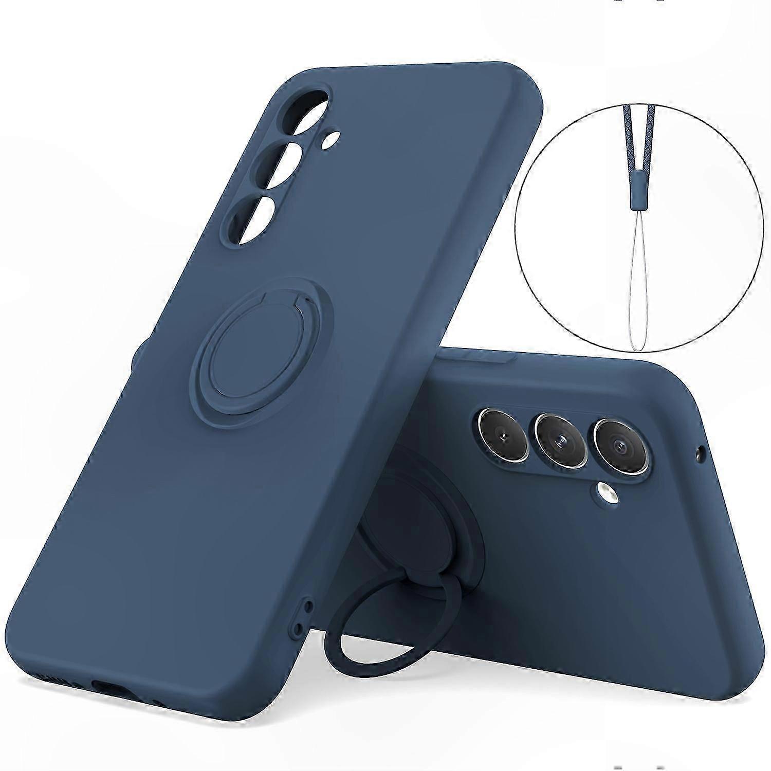 Silicone Case with Strap Ring Kickstand for 5G Smartphones