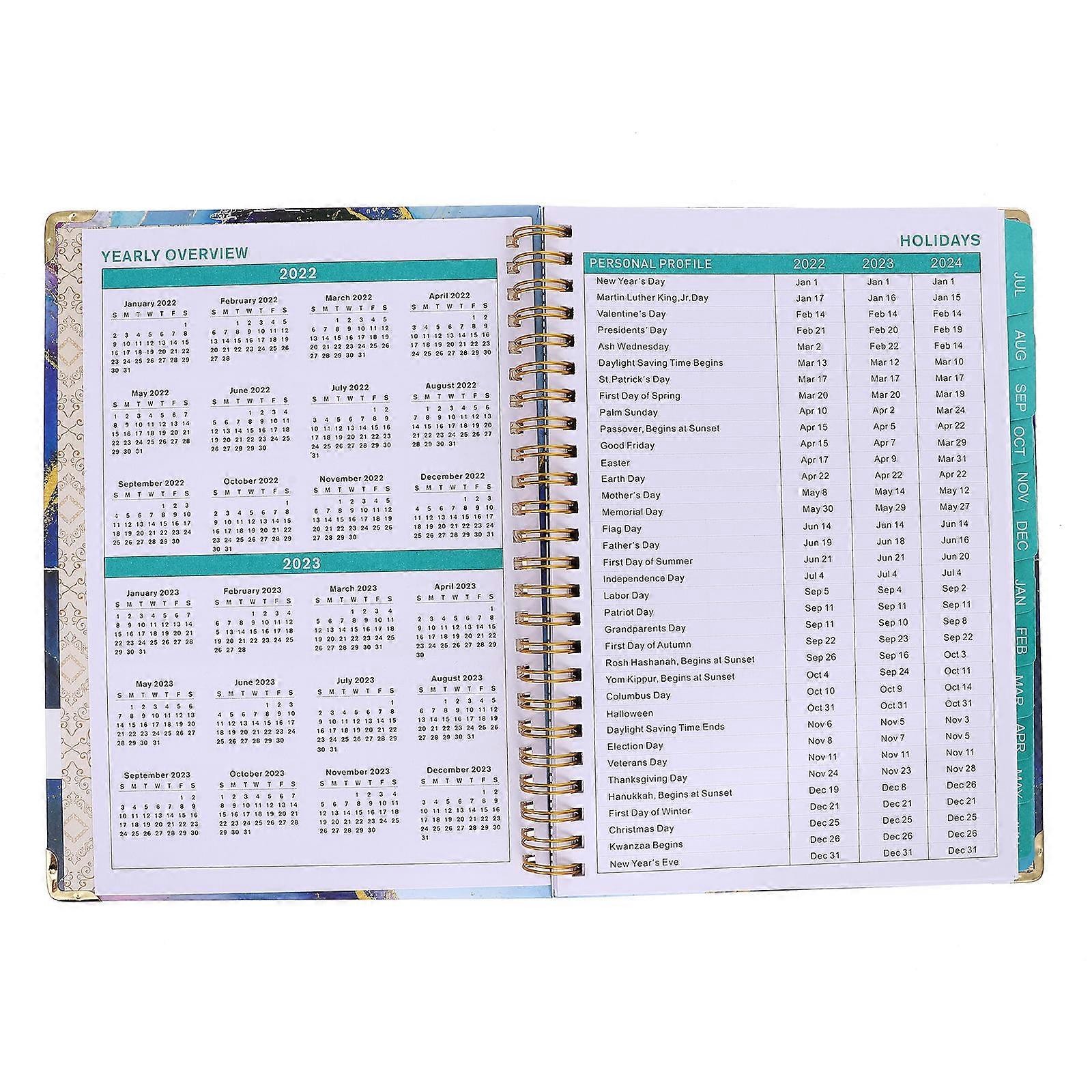 English A5 Coil Schedule Book Planner for Home Use 2Pcs Pack