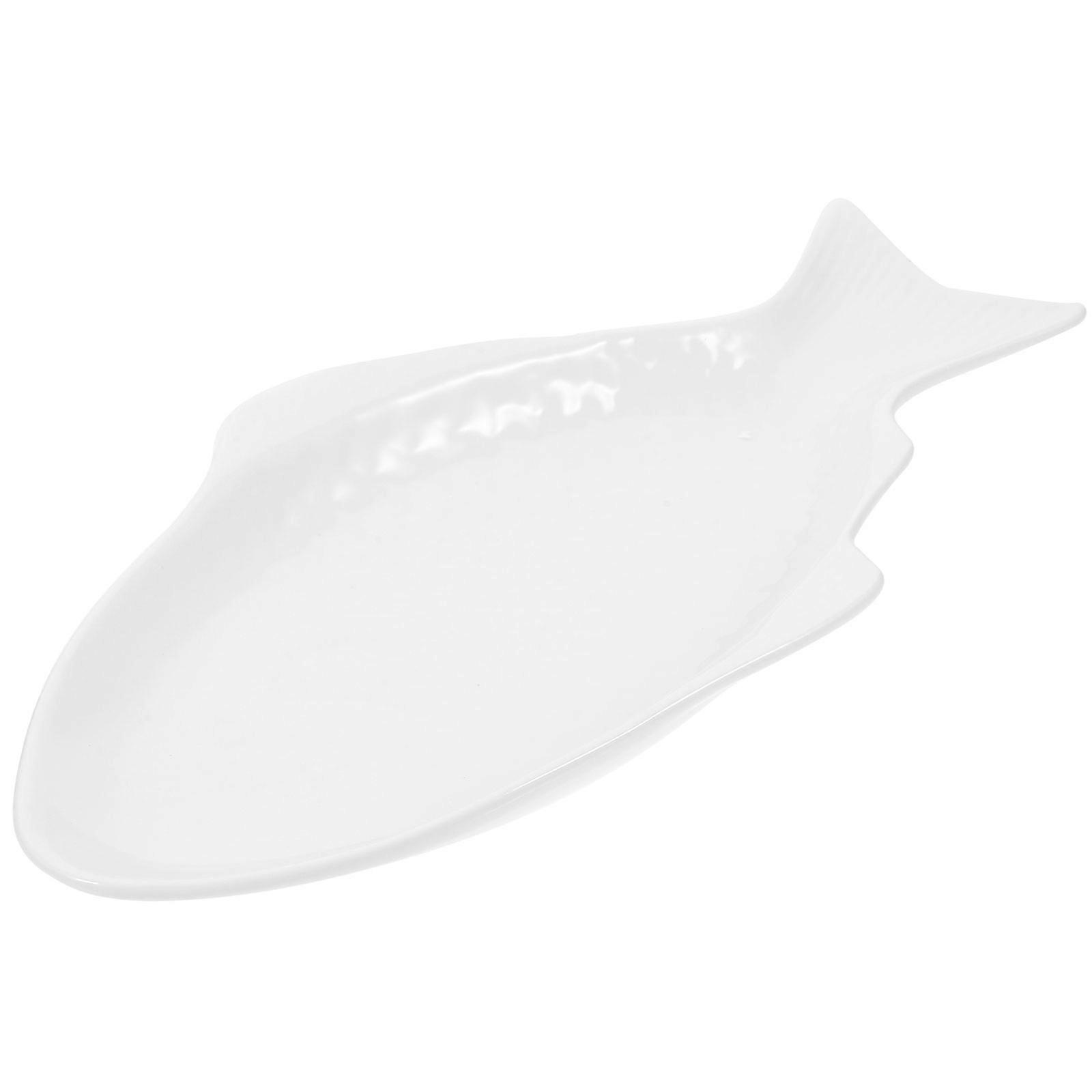 Creative Fish Shaped Dish White Ceramic Tableware 11 Inch Storage For Parties Weddings 1Pc