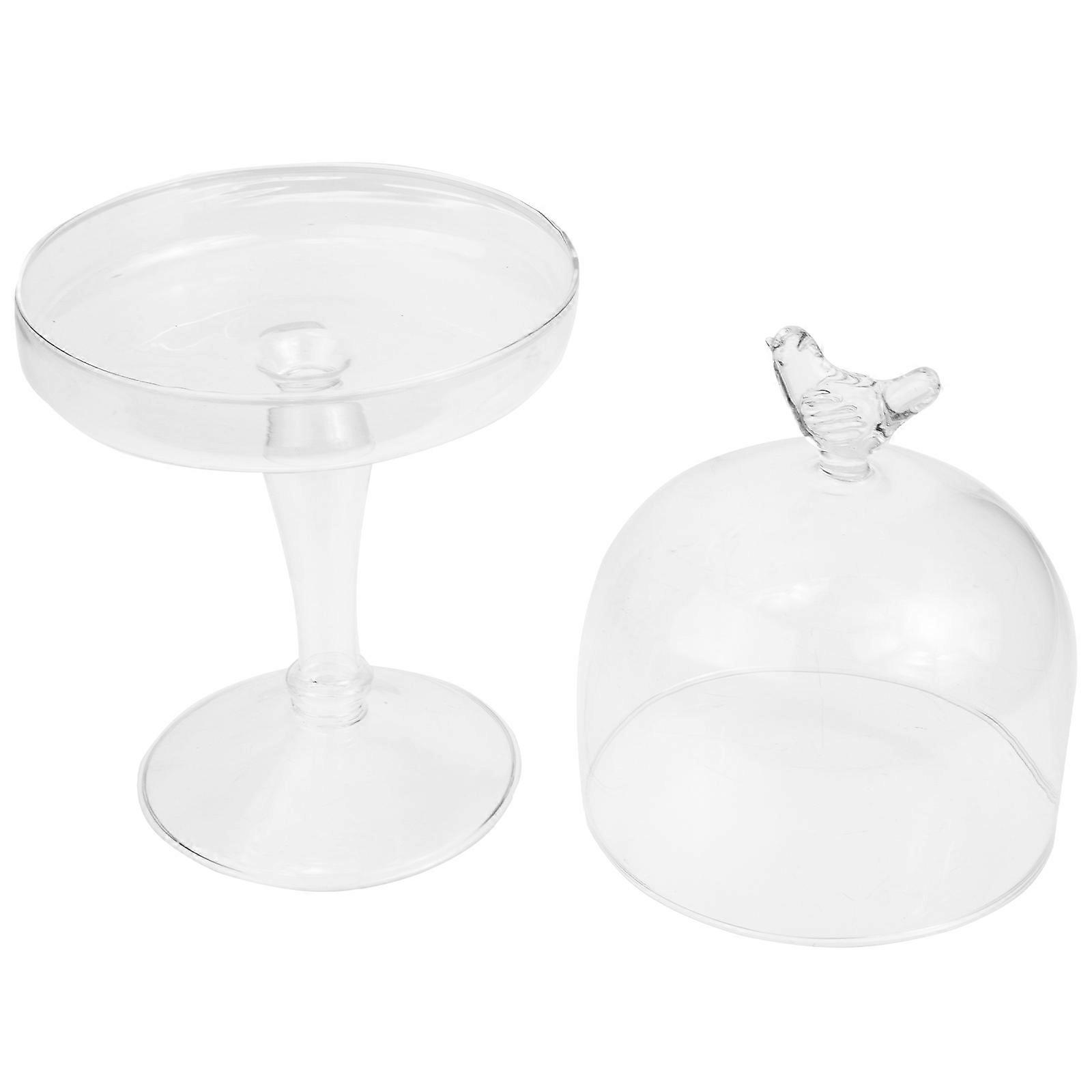 Dessert Serving Tray Cake Stand with Dome for 3Pcs Transparent Display Plates
