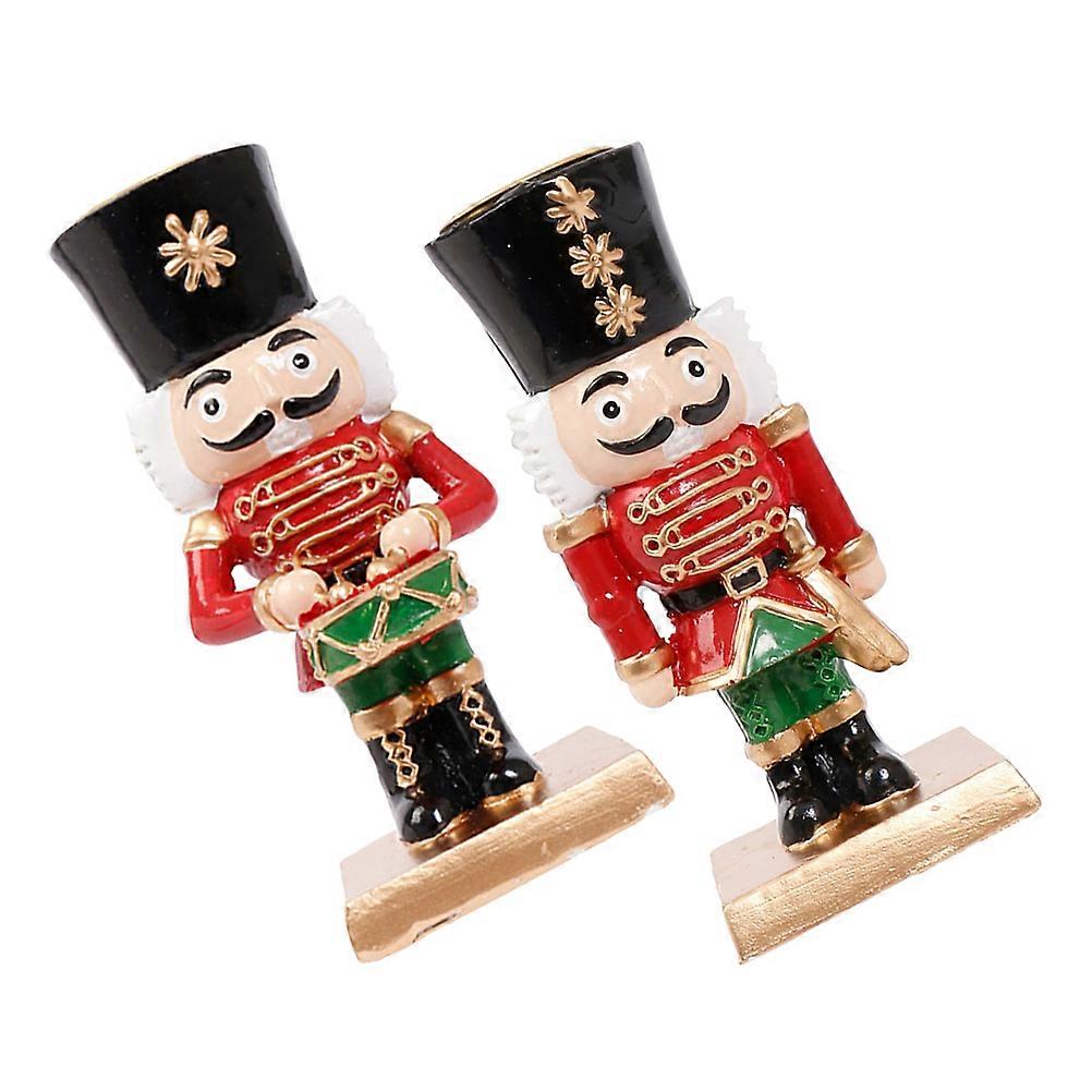 Christmas Candle Holder Nutcracker for Table Centerpiece 2Pcs Resin