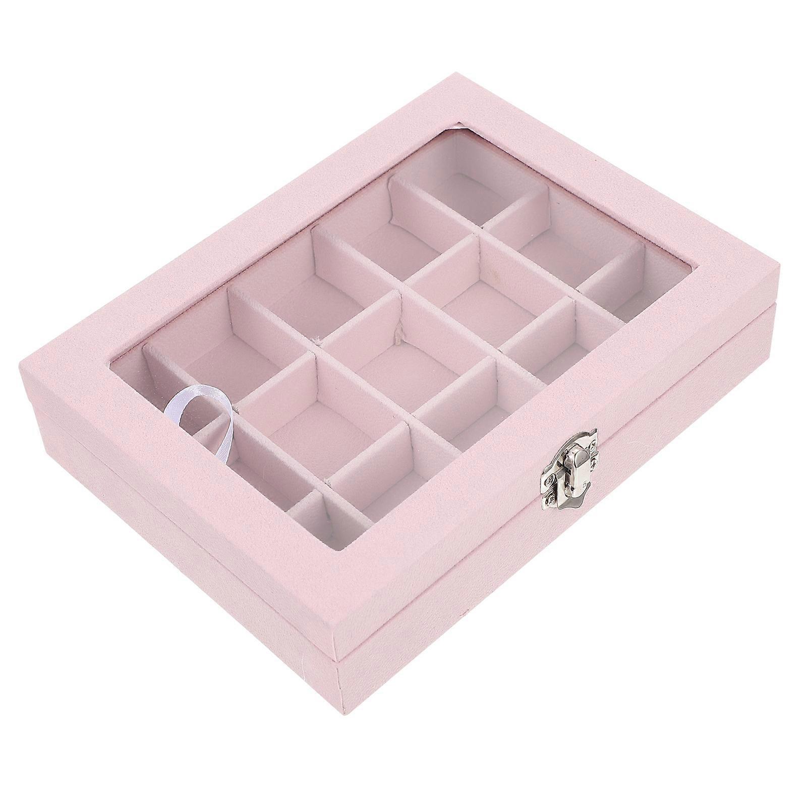 Earring Storage Box Pink with Multi-Compartment Jewelry Case 1Pcs