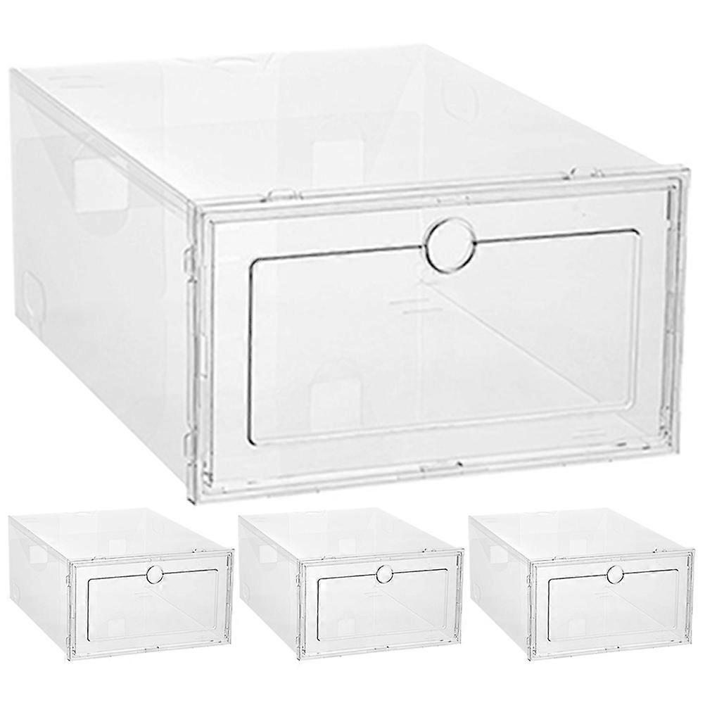Shoe Storage Organizer Box for Storage with 4Pcs Transparent Stackable Boxes