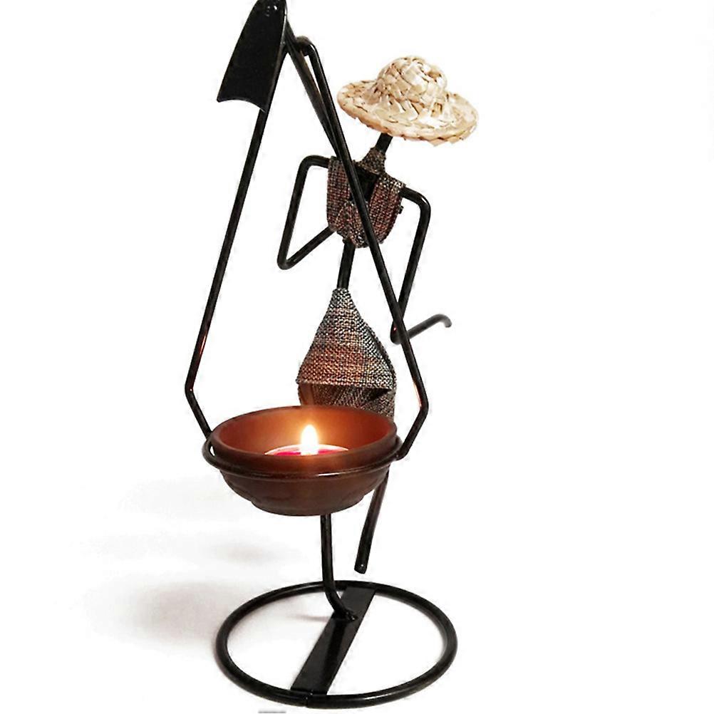 3Pcs Black Iron Candlestick for Party Use Rustic Style Candle Holder