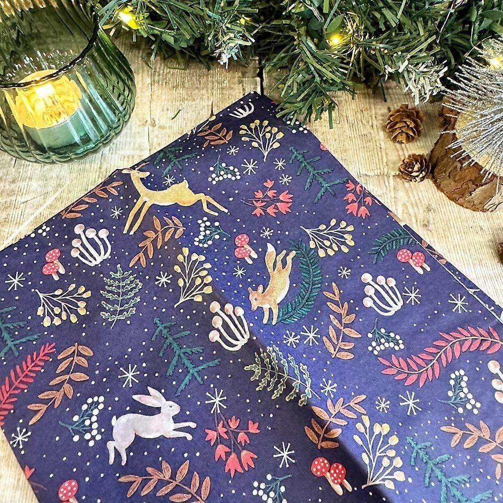 Skymningsblått julpapper | Festligt presentpapper 4 ark