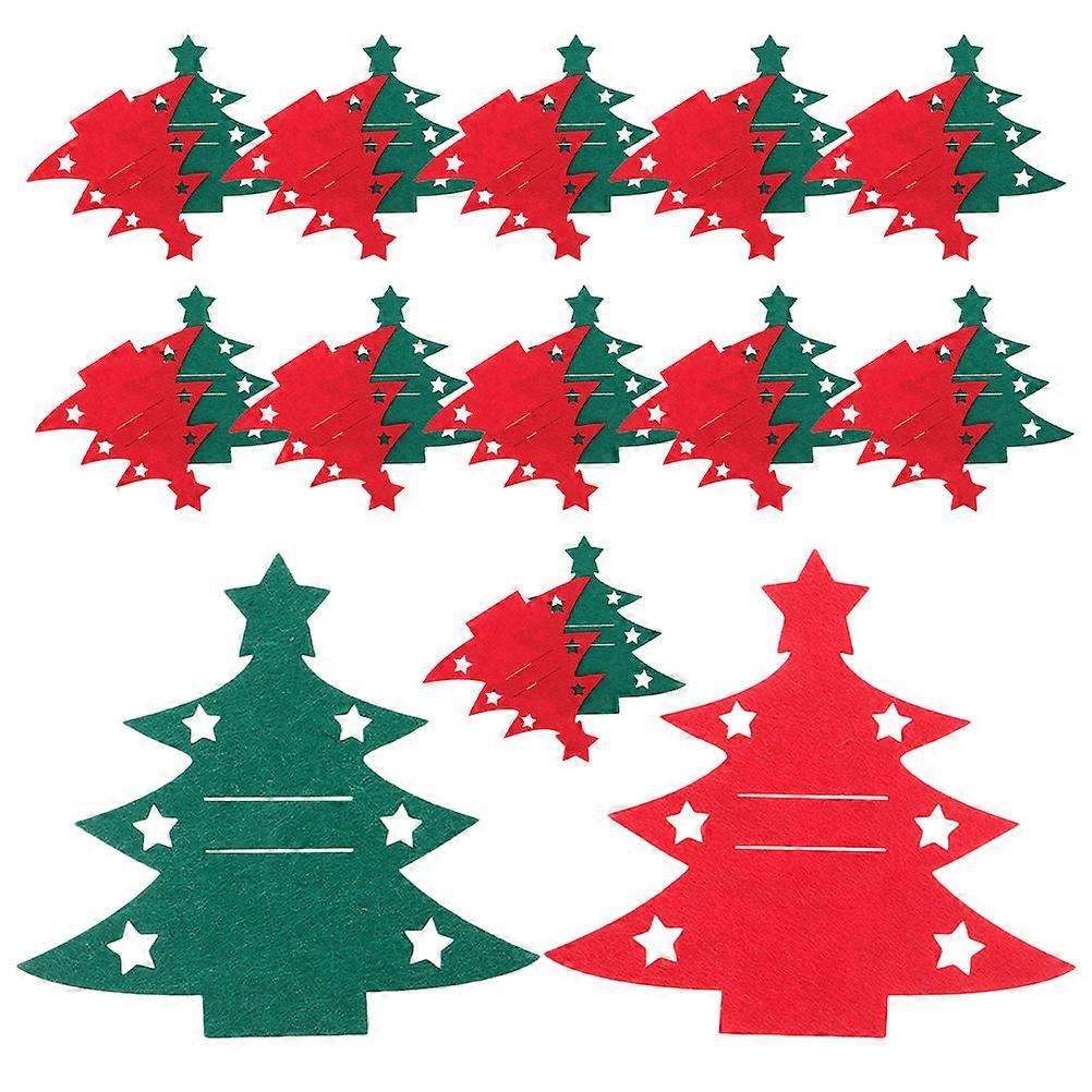 Felt Christmas Tree Cutlery Pockets for 24Pcs Silverware Holders