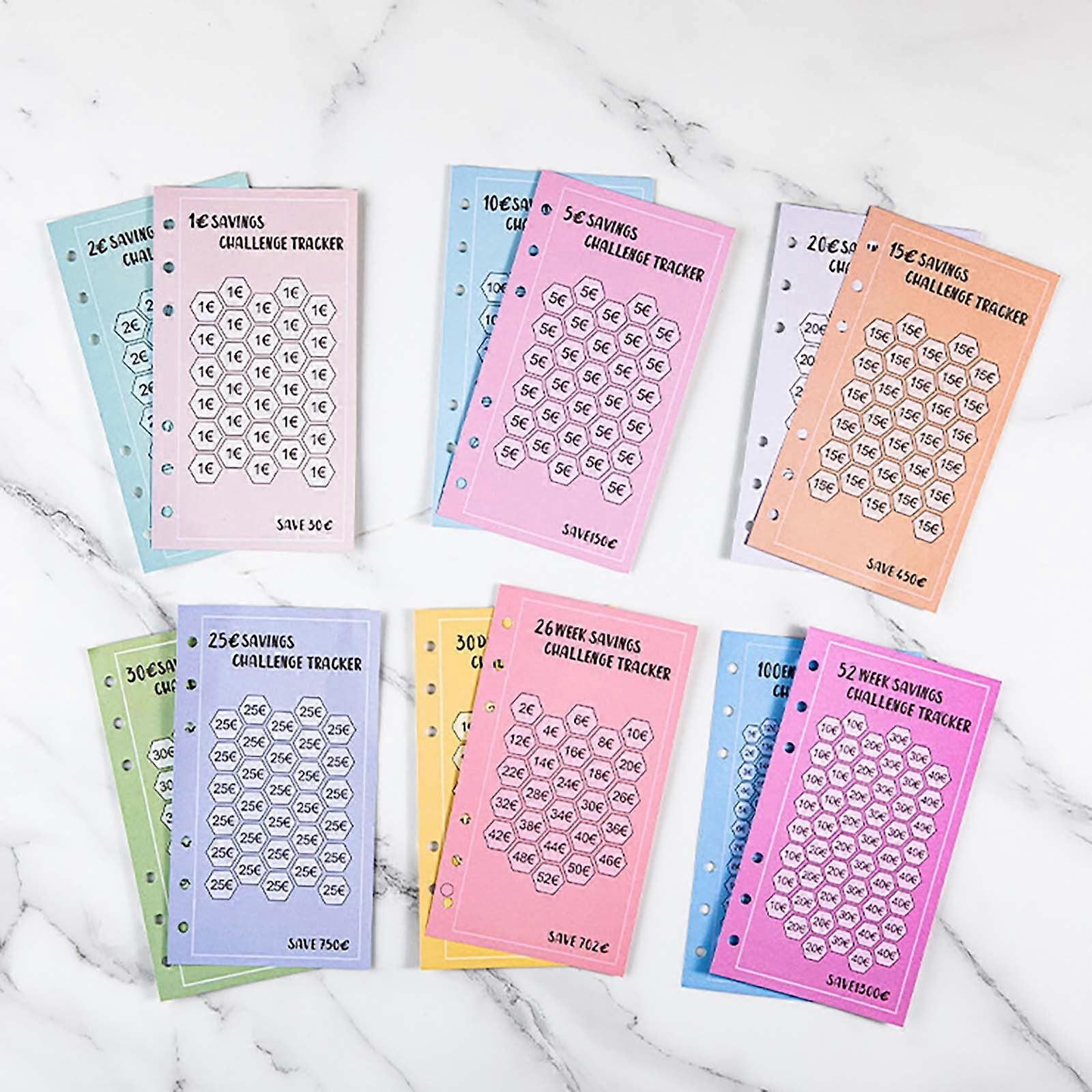 LYUCRAZ 48pcs A6 Europe Envelopes Save 52 Weeks Save Challenge 30 Days Save Money Punch Card Paper Office & Stationery