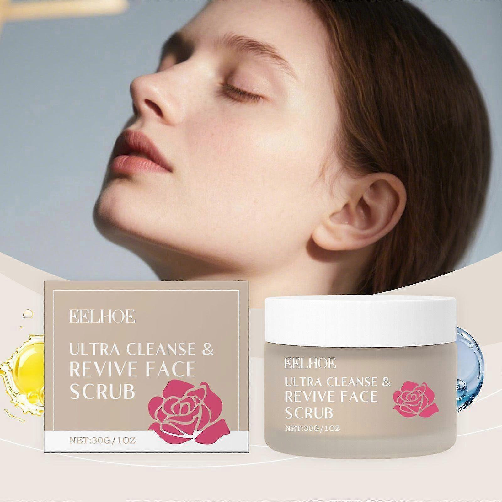 Rose Extract Facial Scrub with Walnut Shell Powder - Gentle Exfoliation & Deep Cleansing for All Skin Types, 30g Natural Exfoliant with Soothing Formu