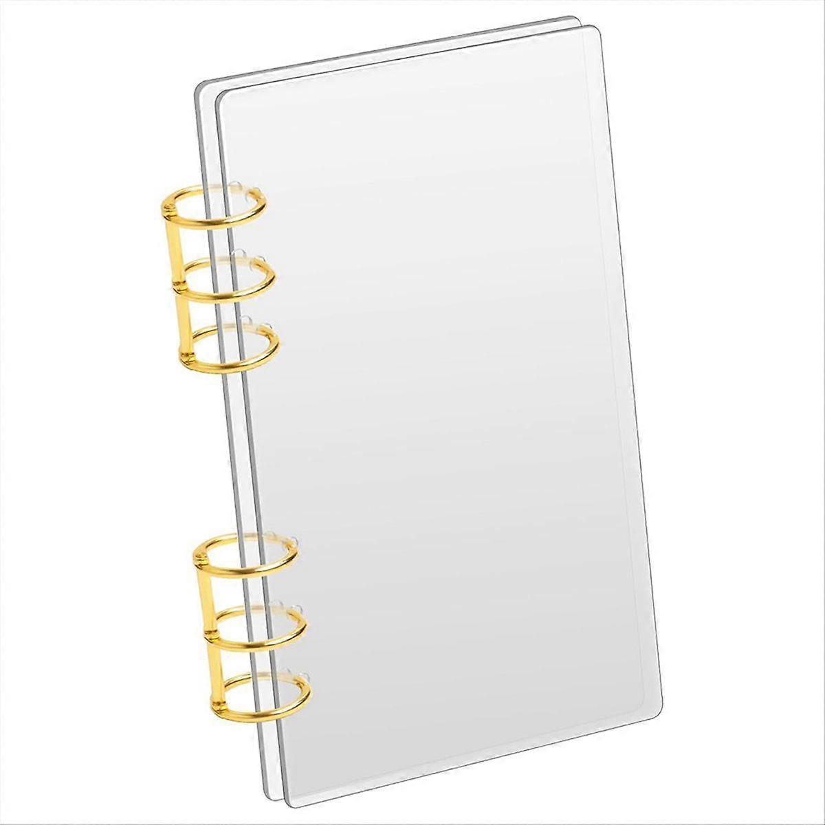 A6 Ring Binder Clear Acrylic with Gold Metal Round Ring, Ideal for Collecting, Organizing, and Summarizing
