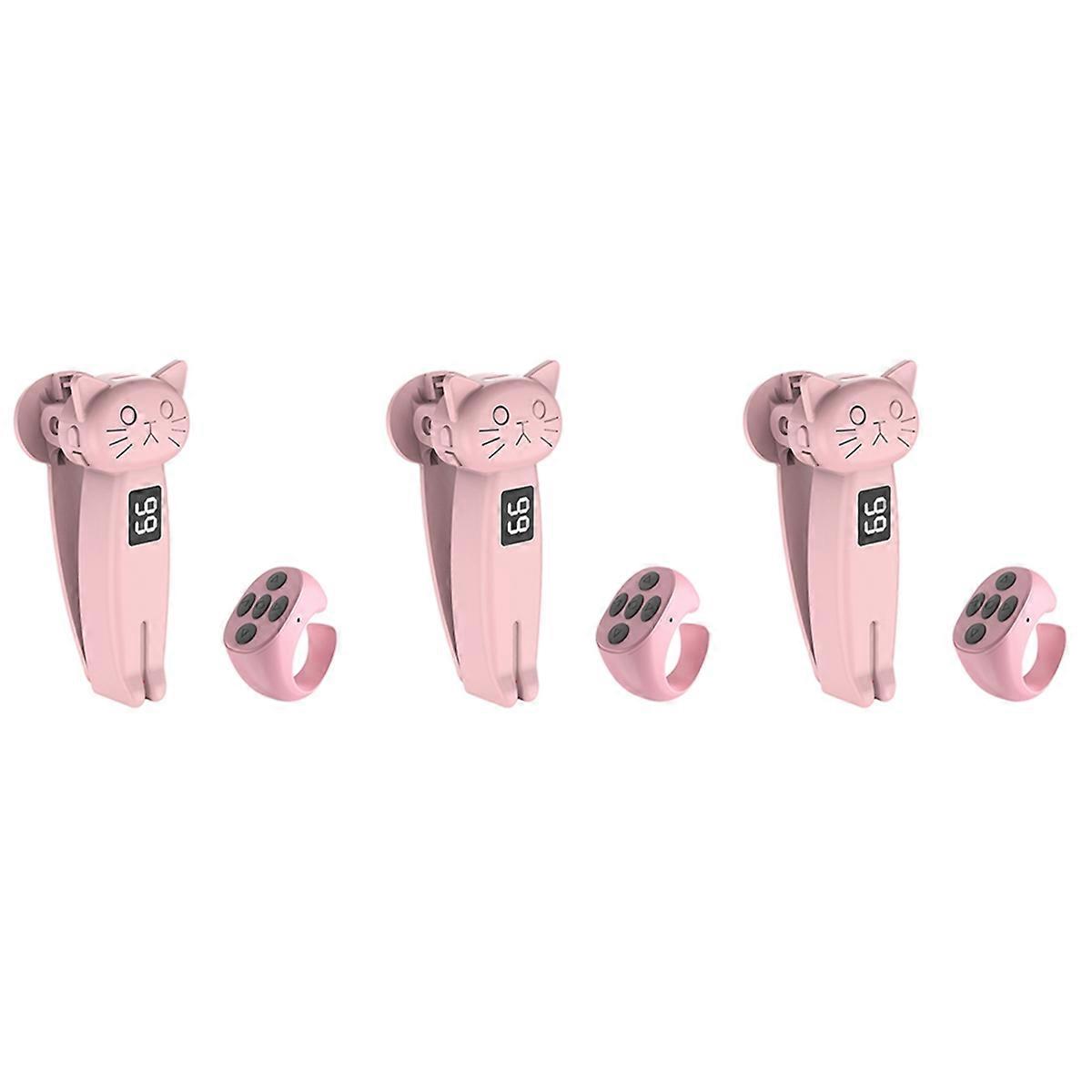 3 Set Remote Control Page Turner Auto Clicker Bluetooth 5.3 for Phone Android/E-Reader Gaming Live Pink