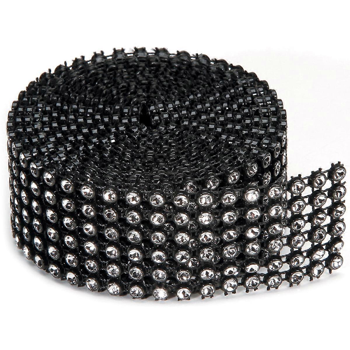 Bling On A Roll 4mm X 2Yards 6 Rows Black and Silver