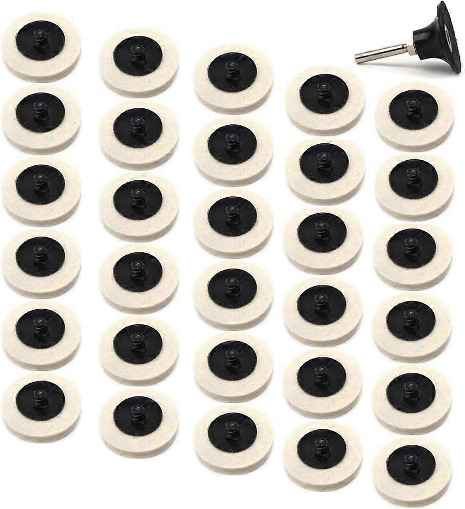 30Pcs 2 inch Wool Quick Change Discs Polishing Buffing Pads with 1Pc 1/4'' Holder for Die