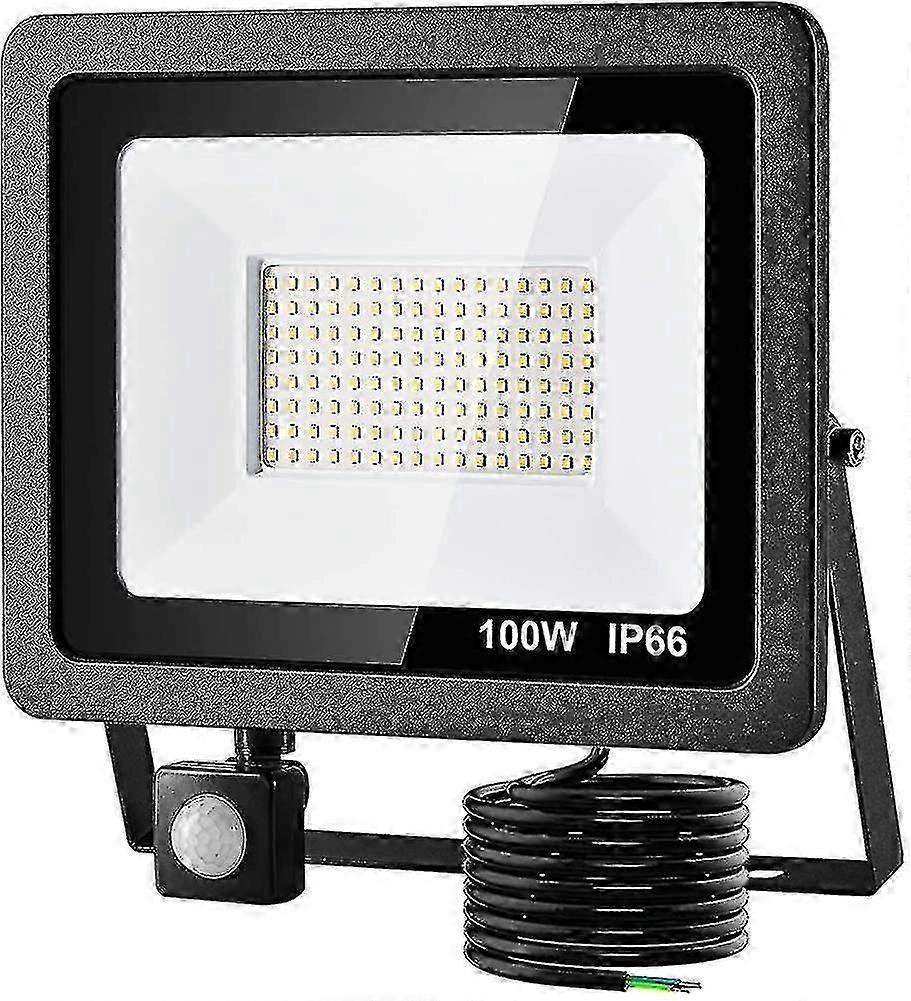 Led Floodlight 100w With Pir Sensor. 8000lm Super Bright Security Lights Outdoor 0.5m