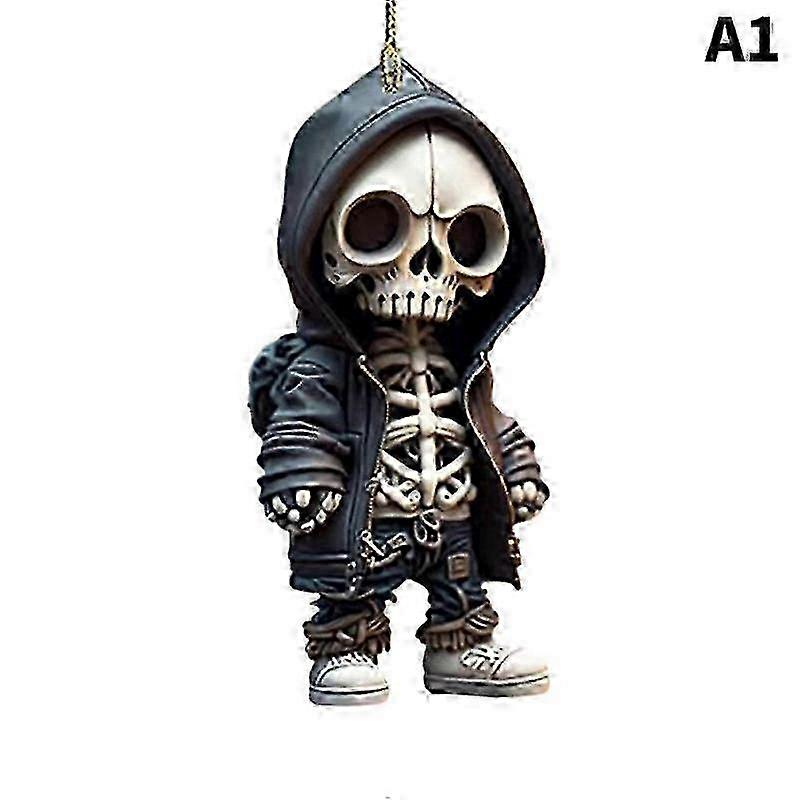 Car Skeleton Figurine Skull Resin Statue Cool Skeleton Decorative For Desk Decor Display Auto Rearview Mirror Pendant Accessory