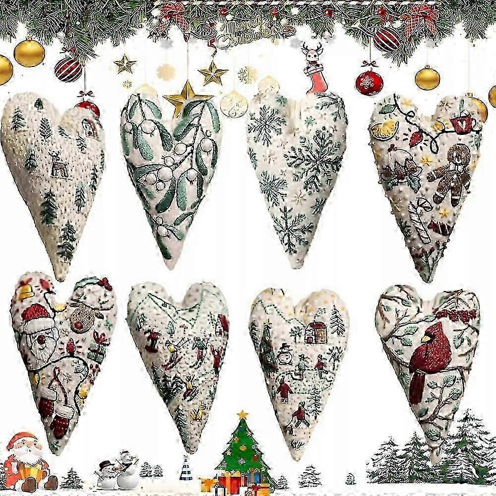 DIY hjertebroderi juledekorasjon, julehjertebroderisett