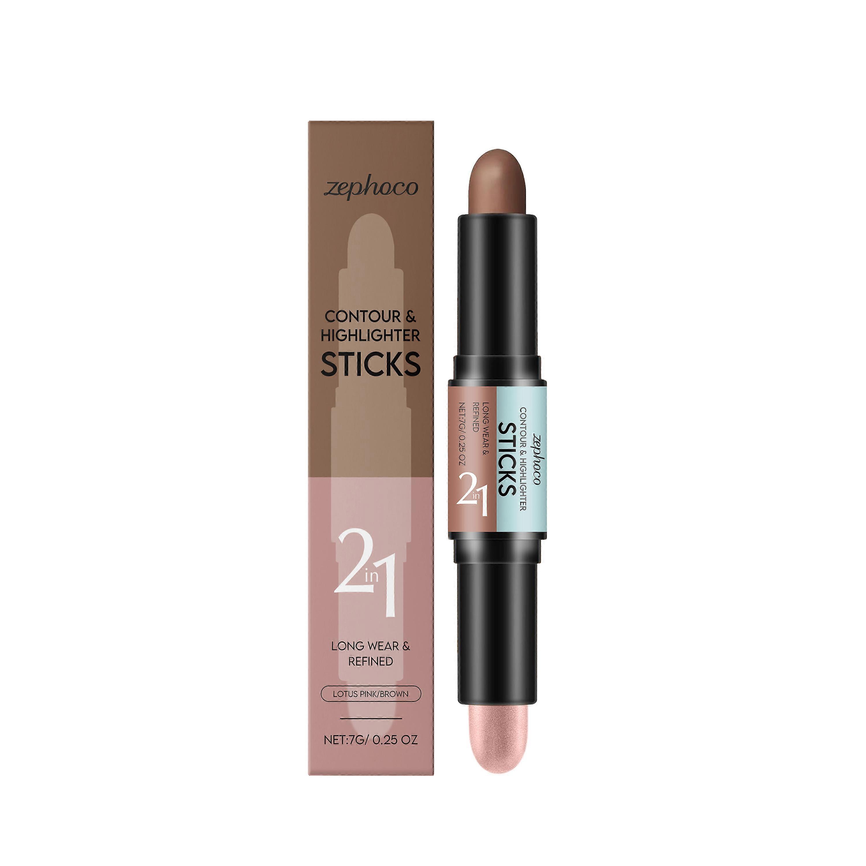 Zephoco 2-In-1 Contour High-Gloss Stick For Facial Brightening, Smooth And Light. Dual-Head Design High-Gloss Contouring All-In-One Stick