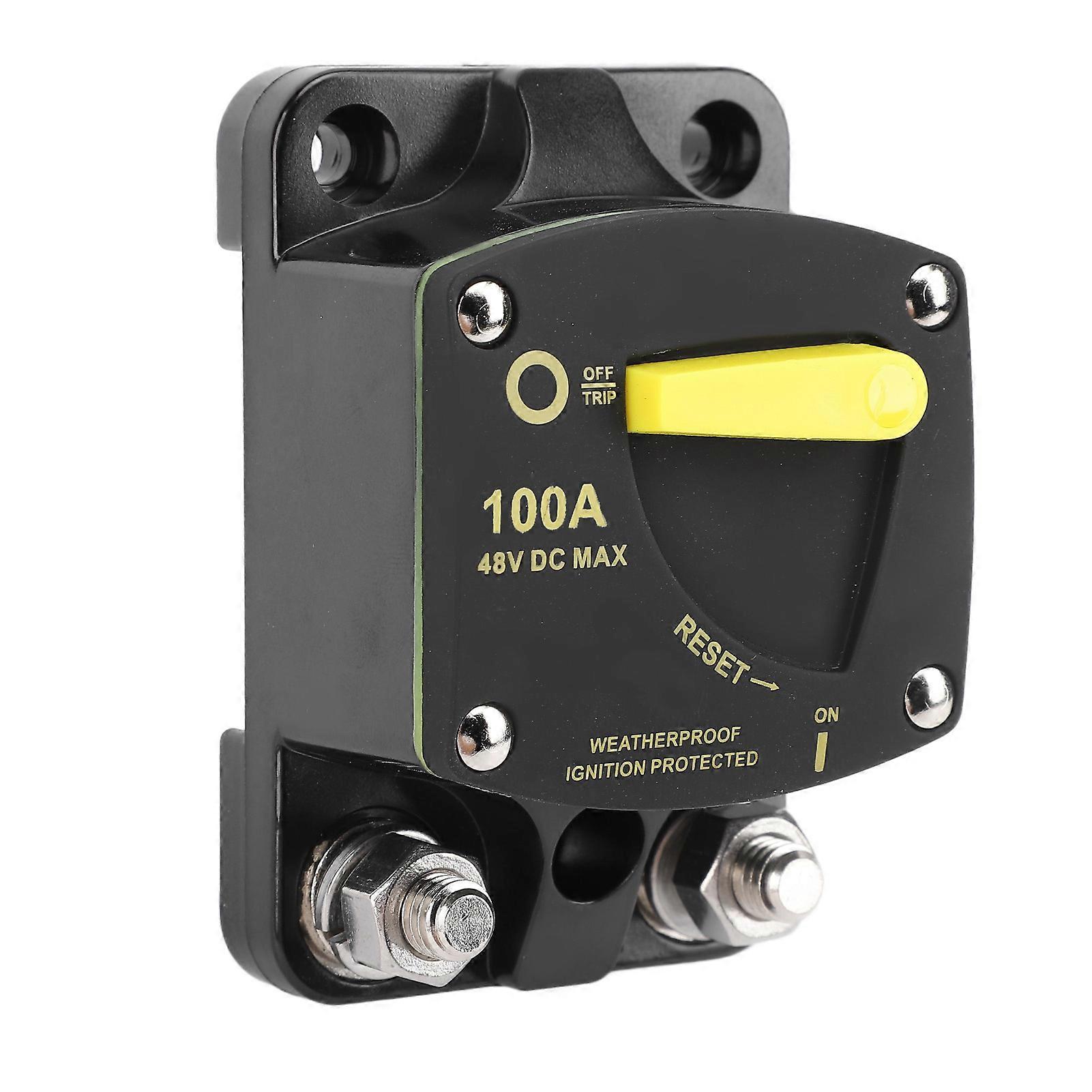 Automatic Circuit Breaker 12V to 48V DC Manual Reset Automatic Circuit Breaker for RV Marine Boats Trolling Motors Stereo Batteries Solar Systems 100