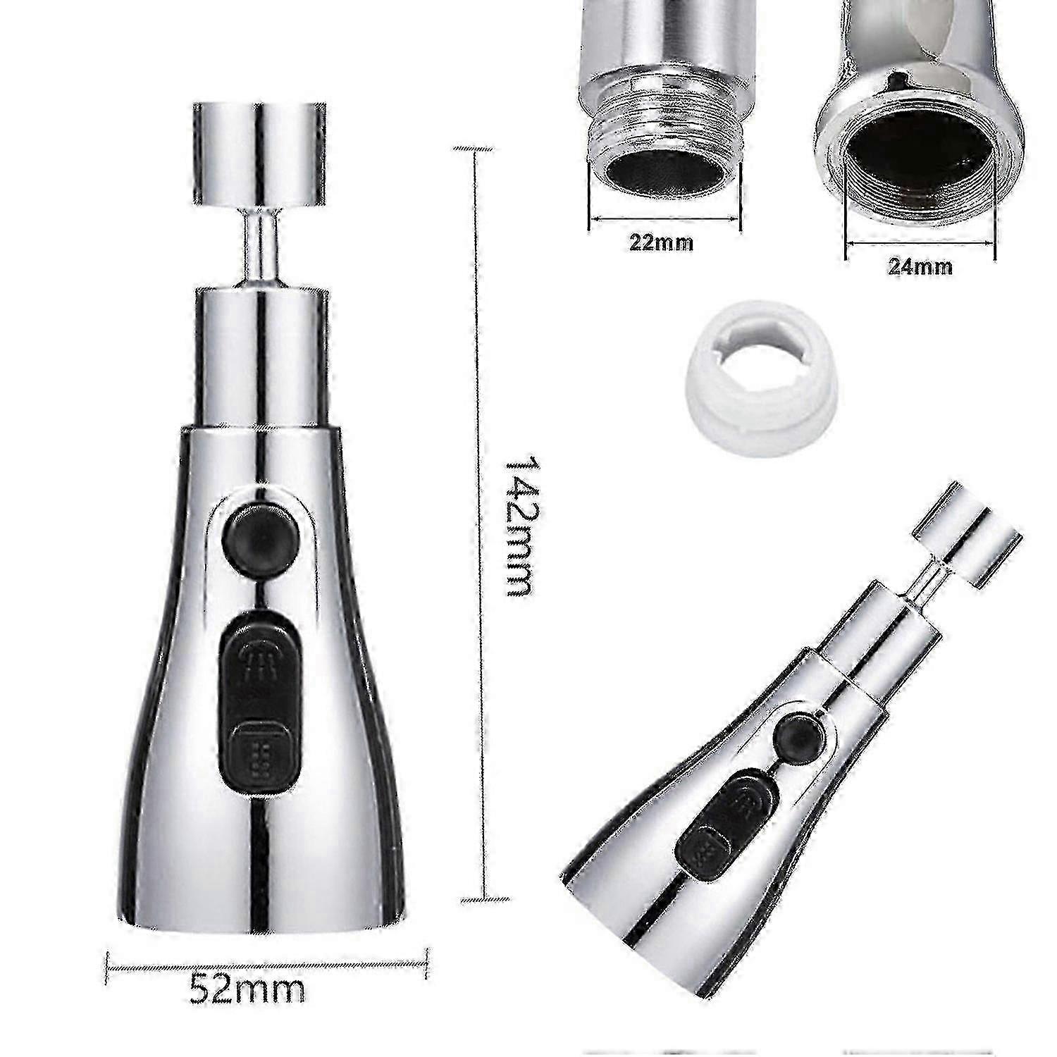 Water-Saving Kitchen Faucet Swivel Ball Head with 360 Degree Rotation and Adjustable Nozzle Tap Adapter