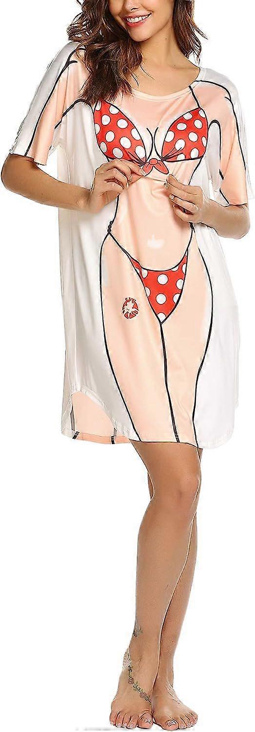 المرأة بيكيني قميص تغطية كم قصير لطيف بيكيني طباعة التستر فضفاض تي شيرت اللباس ملابس ممتعة