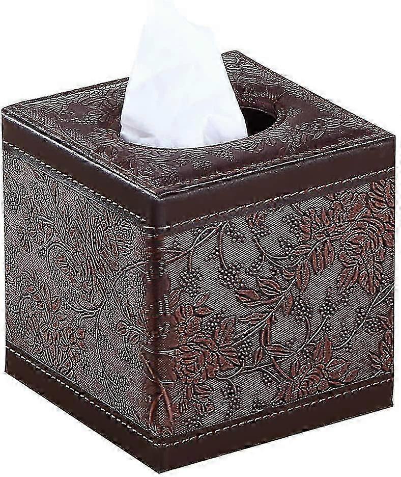 Tissue Box Cover Square, Leather Dryer,retro Brown