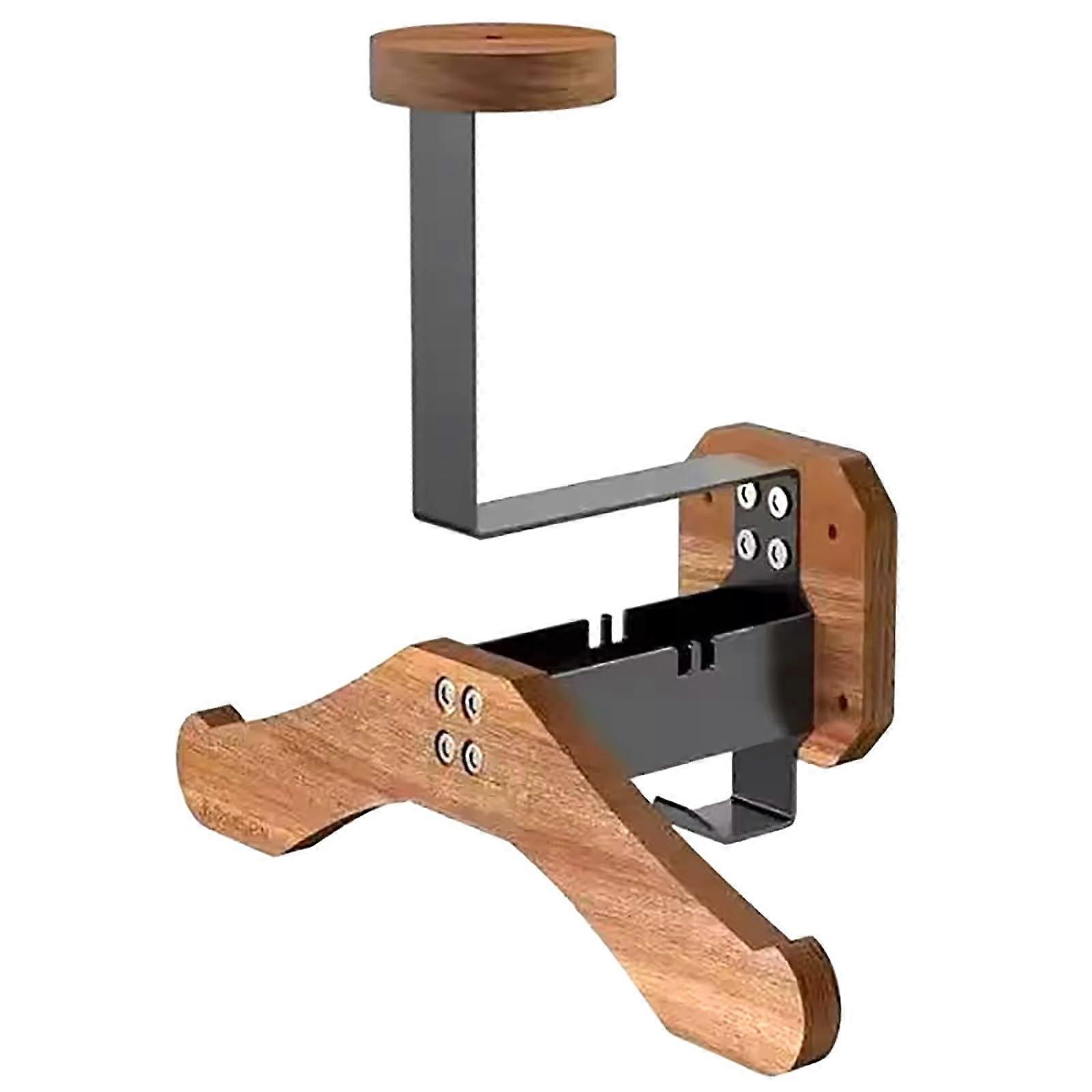 Helmet Holder Wall Mount, Solid Wood Brown 717, Motorcycle Gear Rack, Jacket Hanger Display