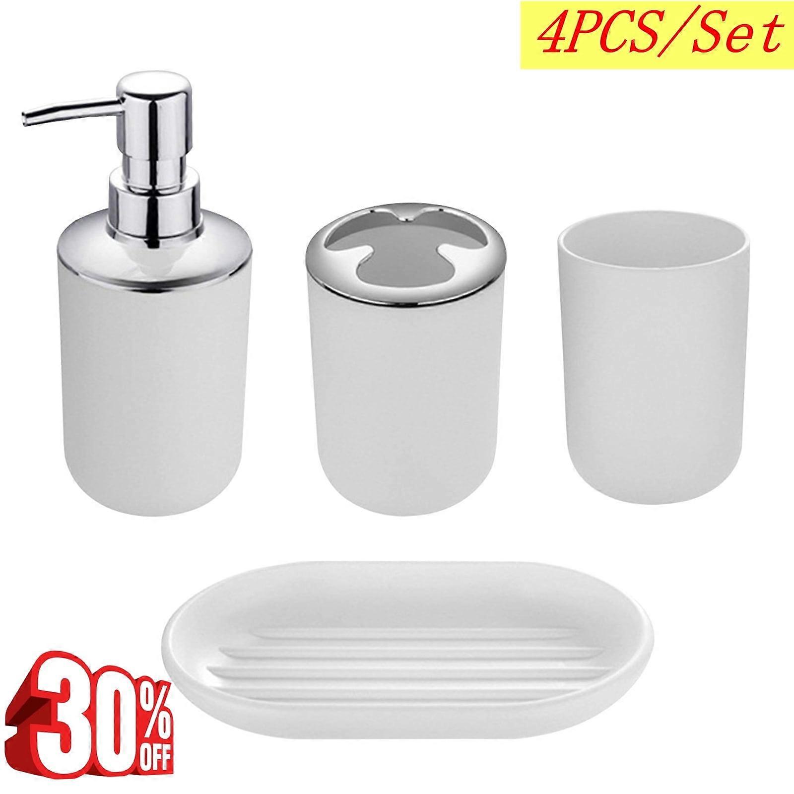 Djiypn 4 Piece White Home Items Bathroom Accessory Set