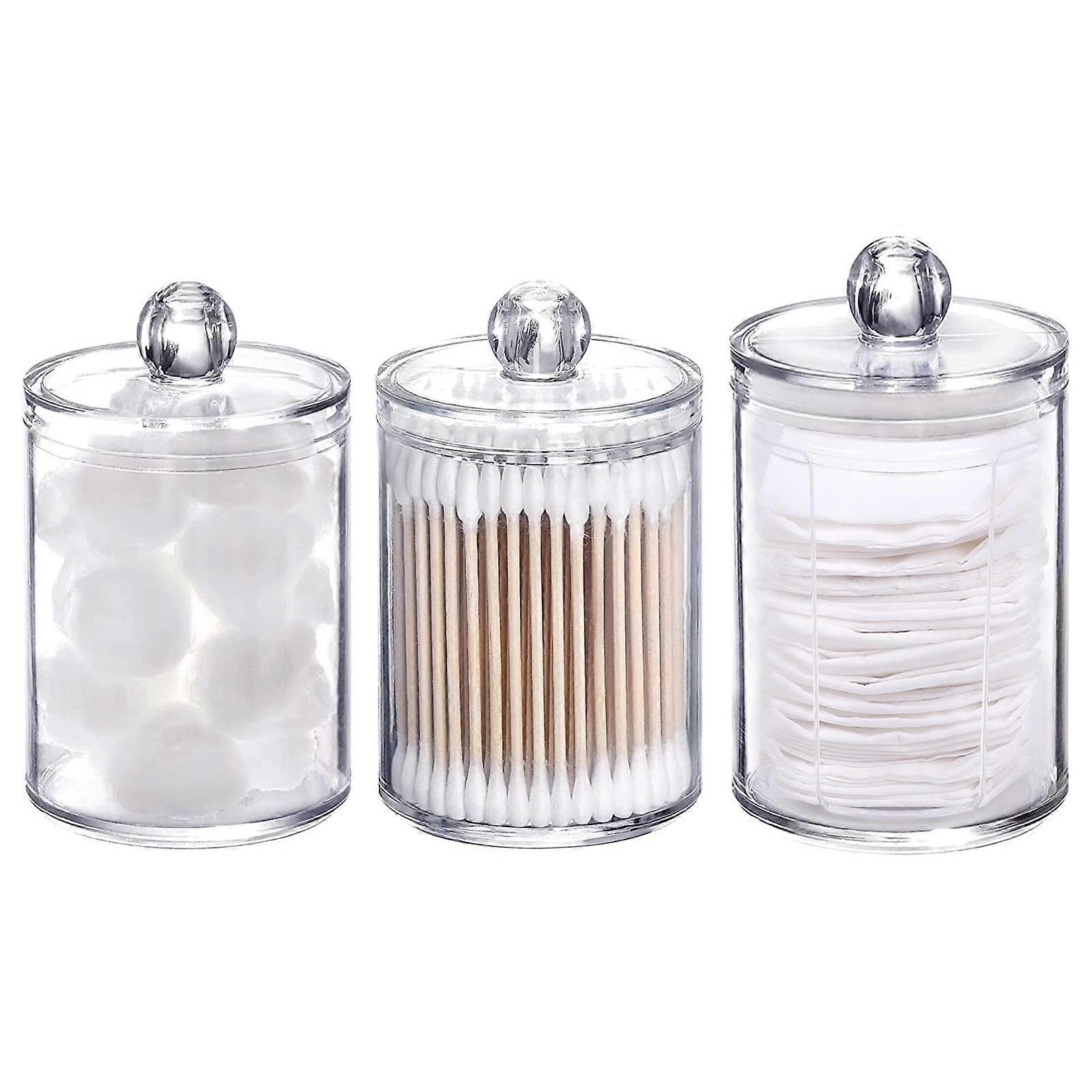 Pack Cotton Swab Holder Makeup Cotton Swab Holder Transparent Cotton Swab Box Cosmetic Storage Boxes with Lid