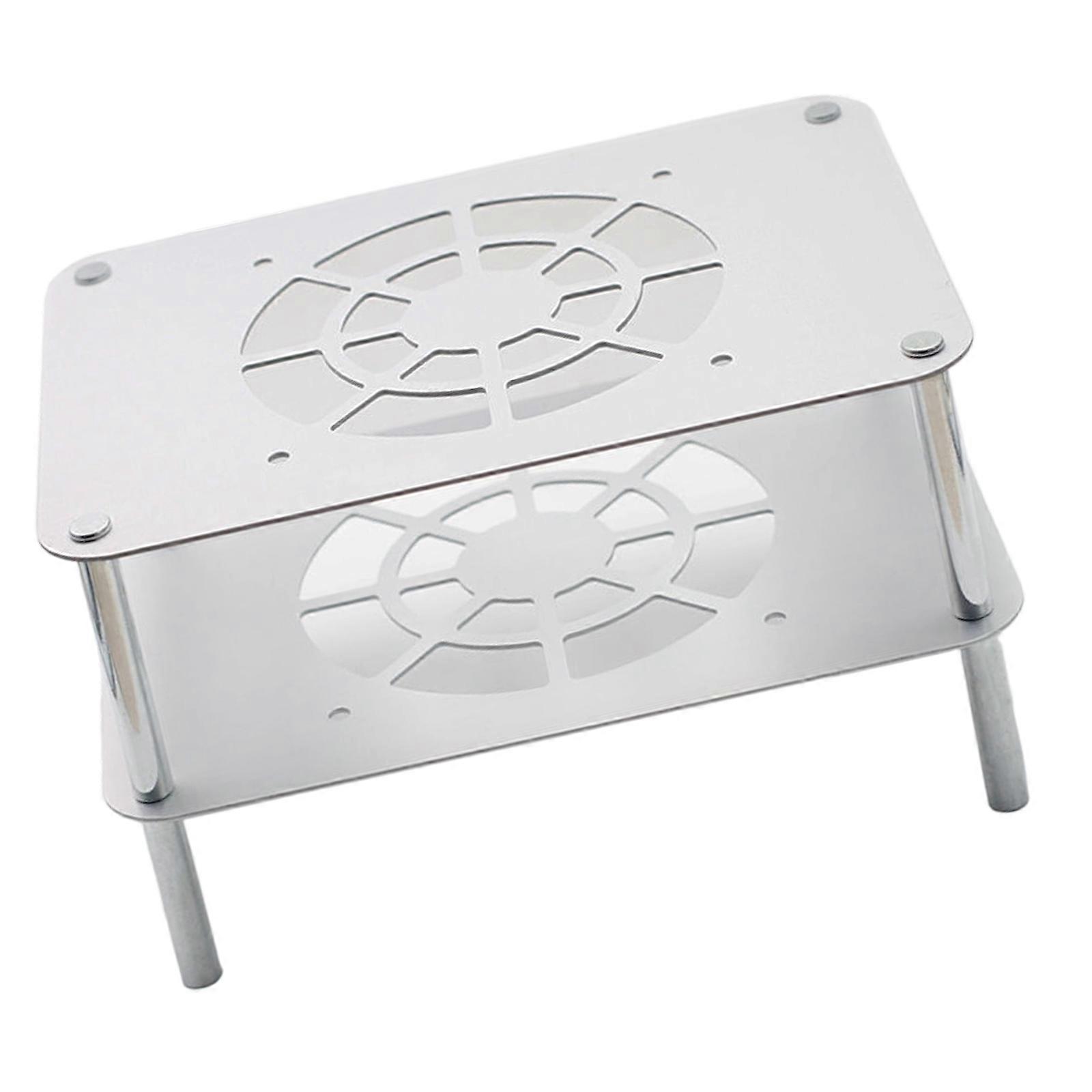 Router Cooling Base High Efficiency Aluminum Heat Dispersion Double Layer Quick Assembly for Stable Internet Connection  Silver