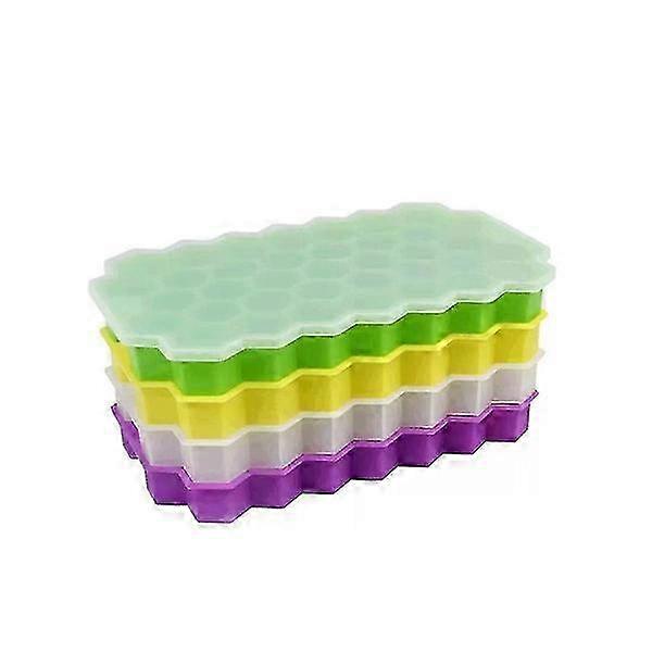 Ice Cube Tray, 4-Pack Silicone Ice Trays with Lid, Stackable Flexible Molds for Freezer