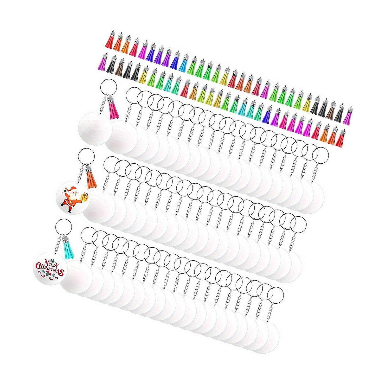60PCS/Set Creative Blank Keychains Clear Craft Pendant with Clip Keychain Making Kits Craft Project Keyrings Gift Multicolor