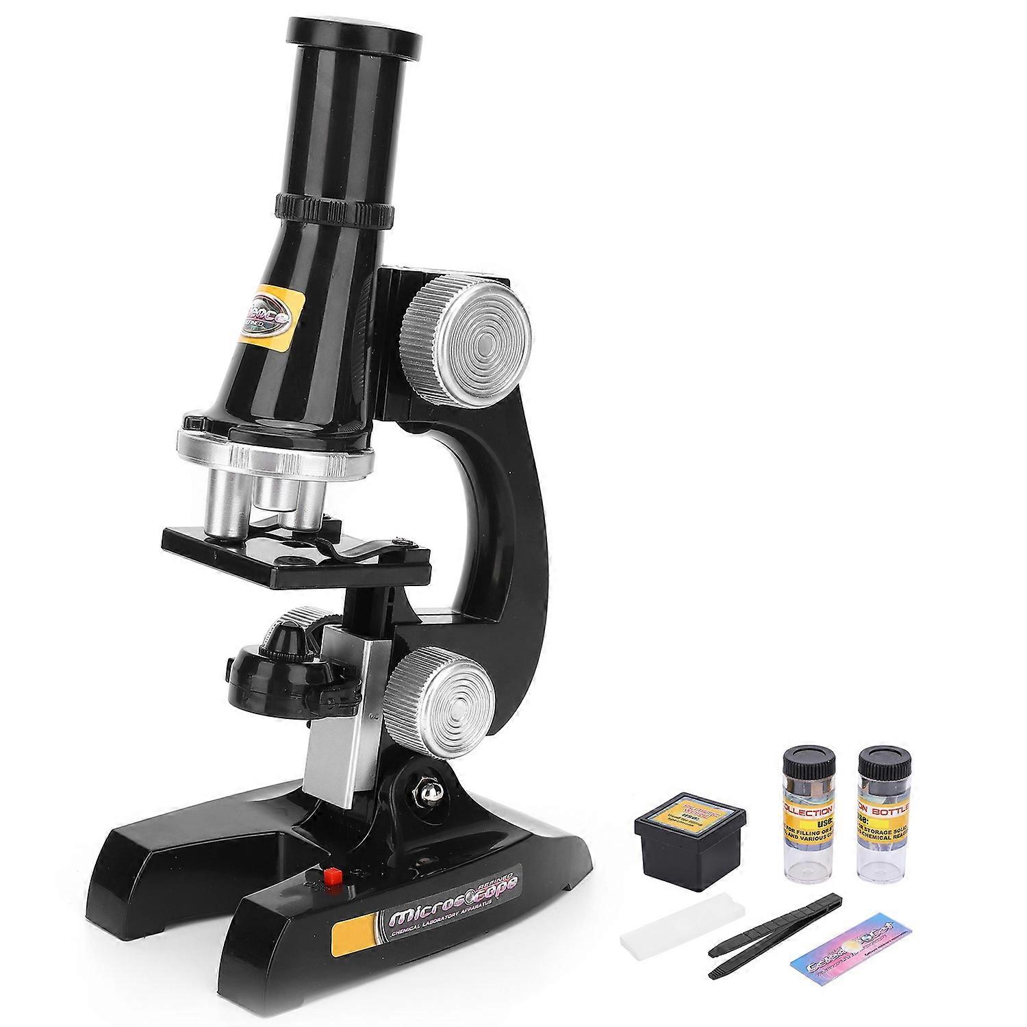 Microscope Kit Laboratory LED Biological Microscope for Home School Educational ToyBlack