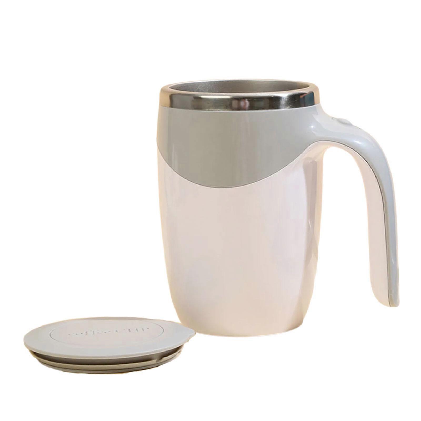 Stirring Mug With Lid Portable Rotating Cup Automatic Stirring Coffee Mug Electric Mixing Cup with Efficient Motor  White