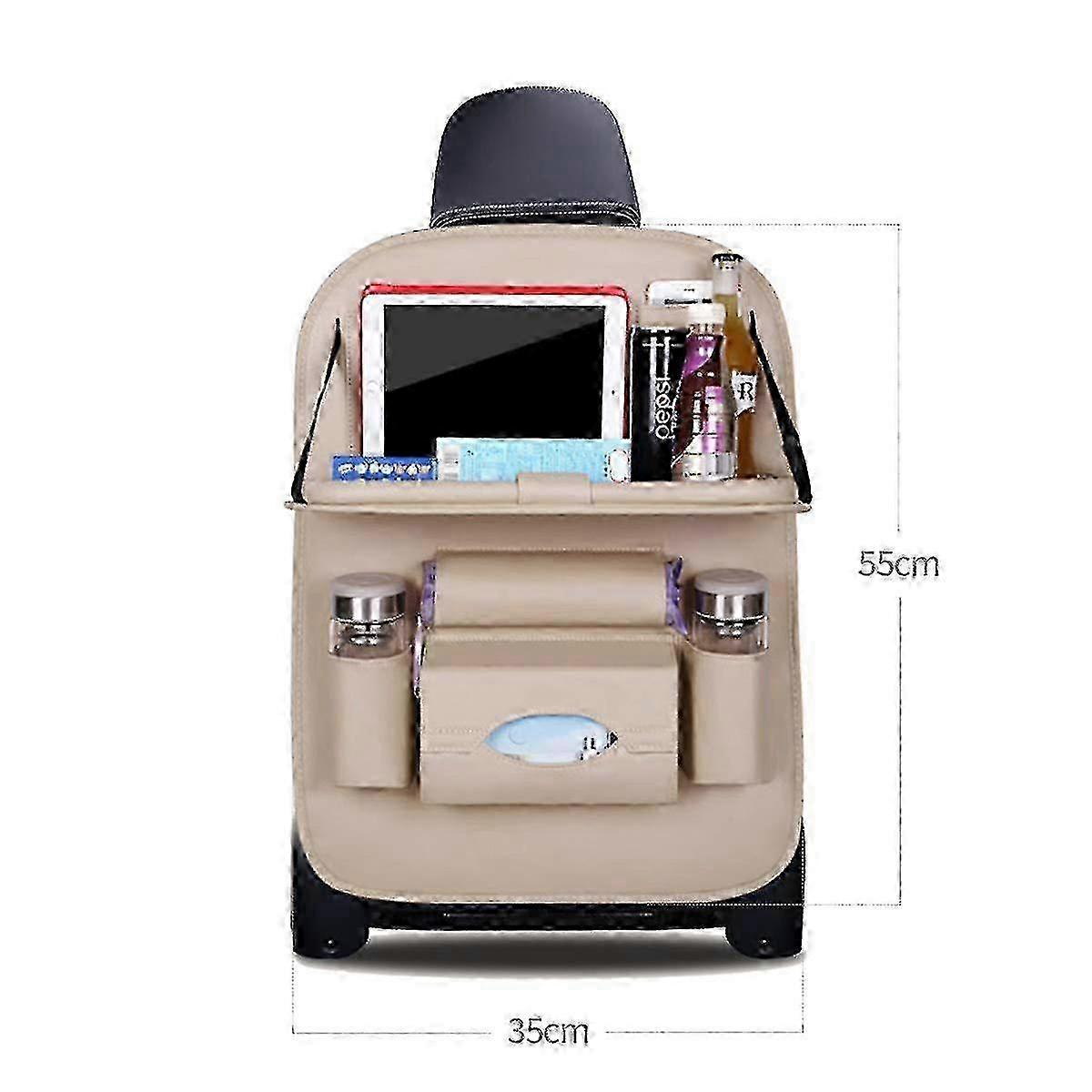 Car Back Seat Organiser PU Leather with Foldable Tablet Holder