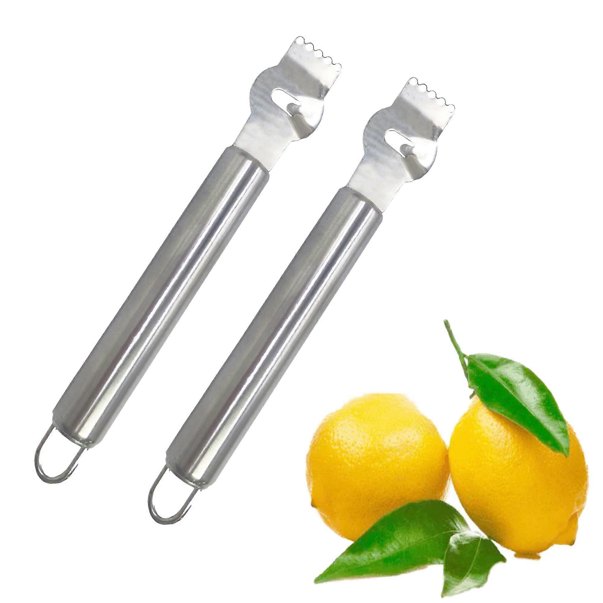 2 Pack Stainless Steel Lemon Zester and Citrus Peeler Set with Channel Knife and Ergonomic Handle