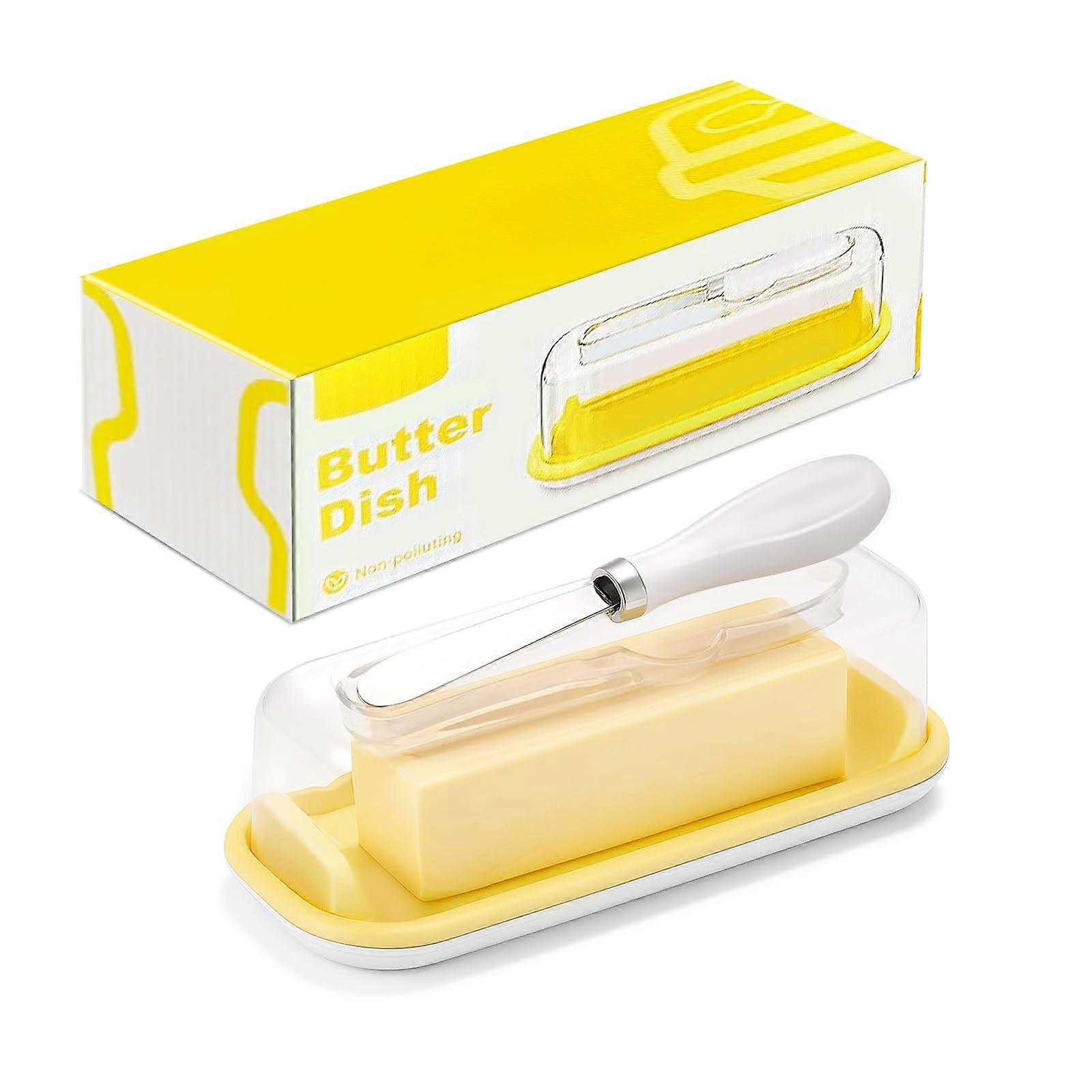 Butter Dish with Lid and Knife, Airtight Holder with TBSP Marks for Countertop or Fridge