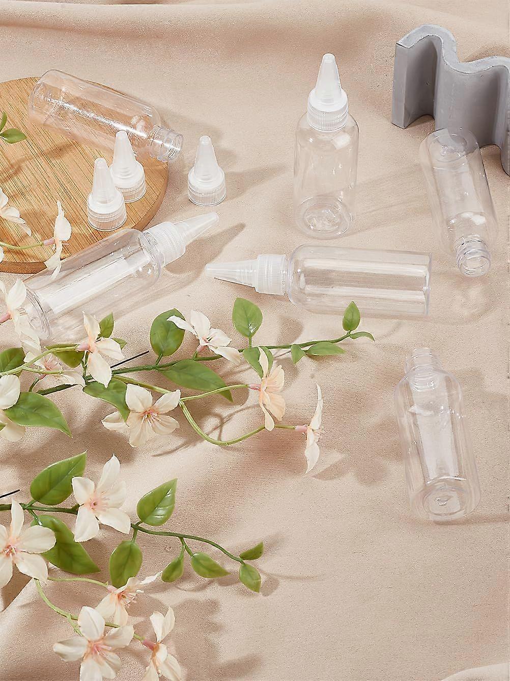 6Pcs Plastic Empty Bottle Pointed Mouth Top Cap Small Clear Empty Squirt Bottles Small Dispensing Bottles for Paint Art Lotion Glue Liquids Travel and
