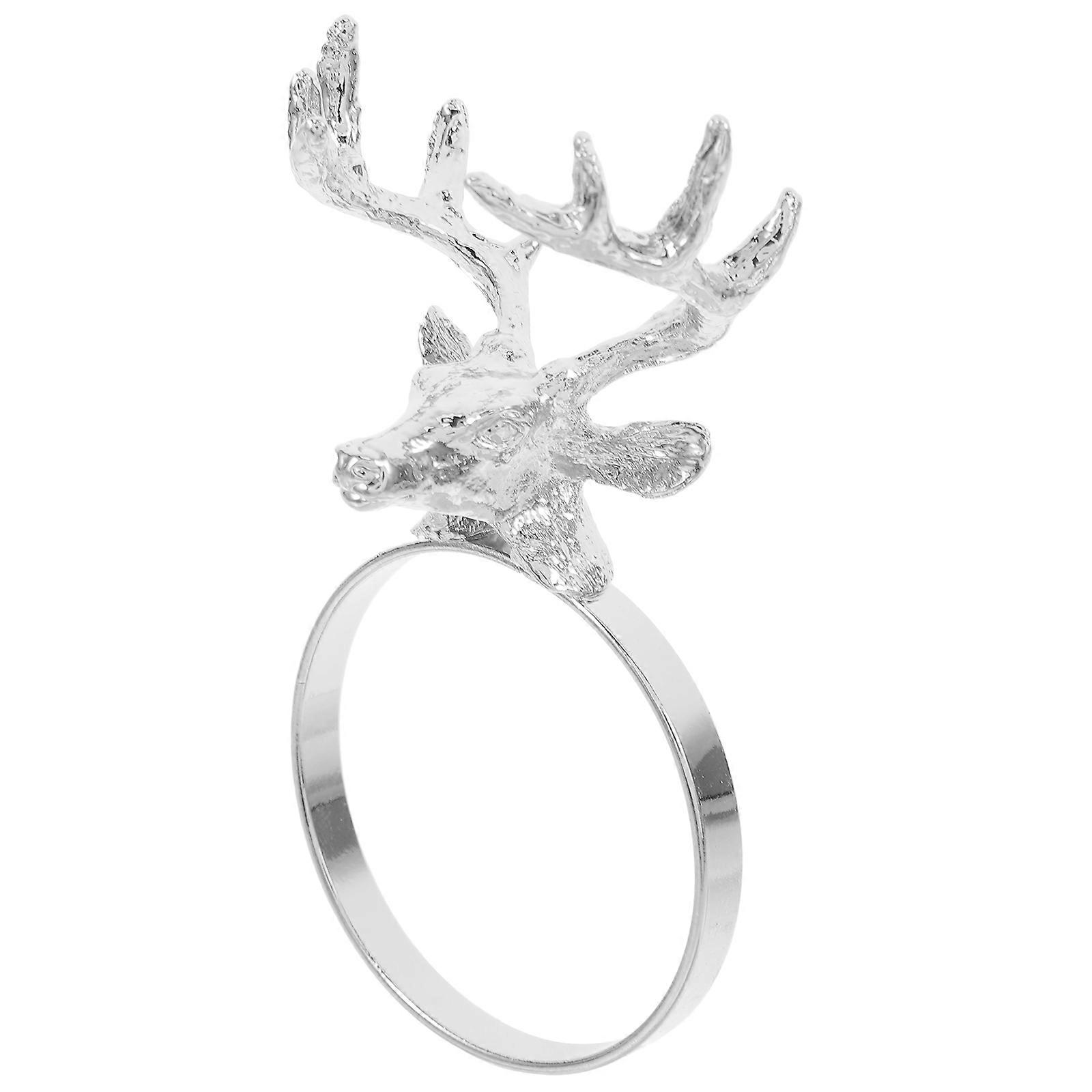 Deer Napkin Rings Festive Table Decor Home Decor 3D Design Silver 1Pack