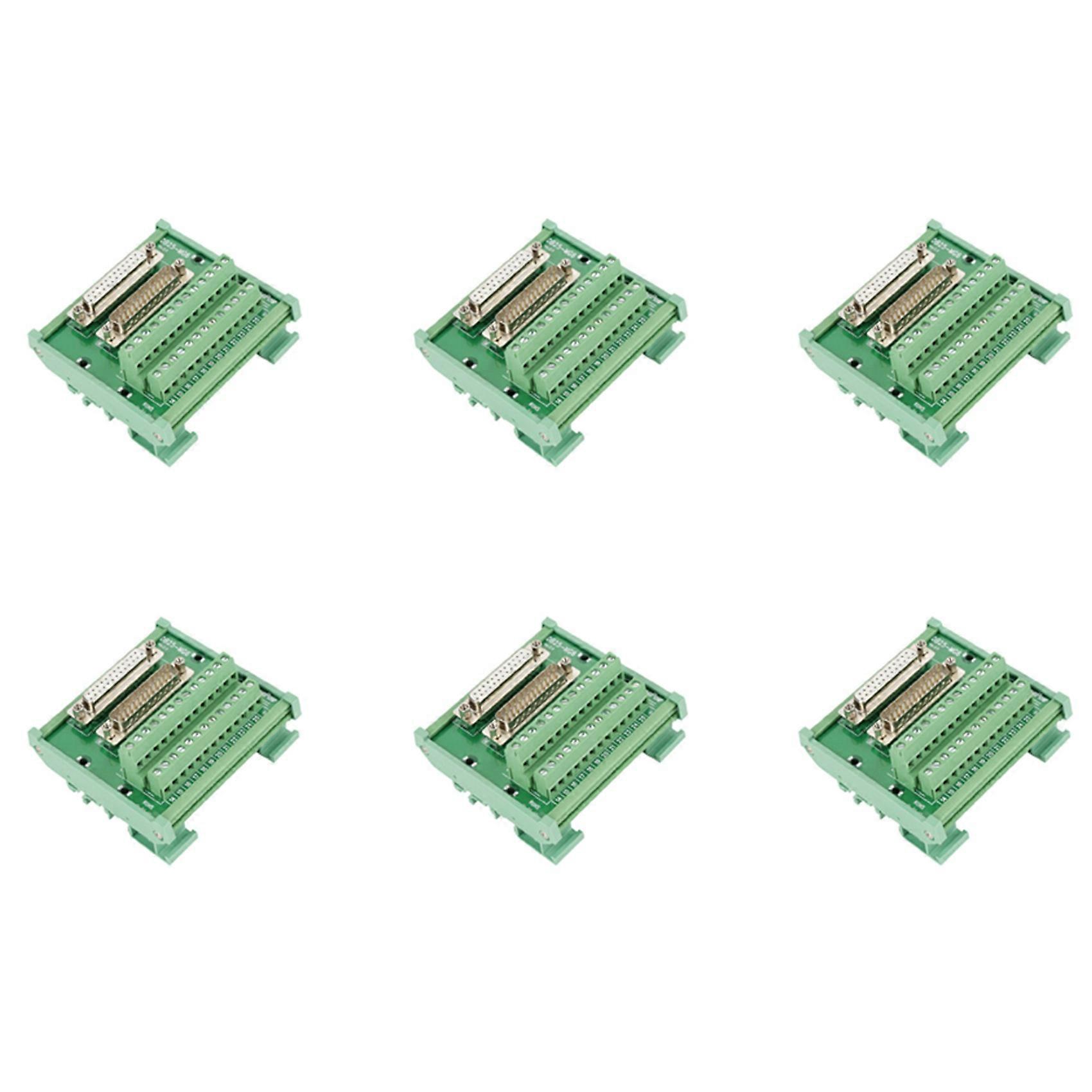 6X DB25 DIN Rail Mount Interface Module Male/Female Connector Breakout Board