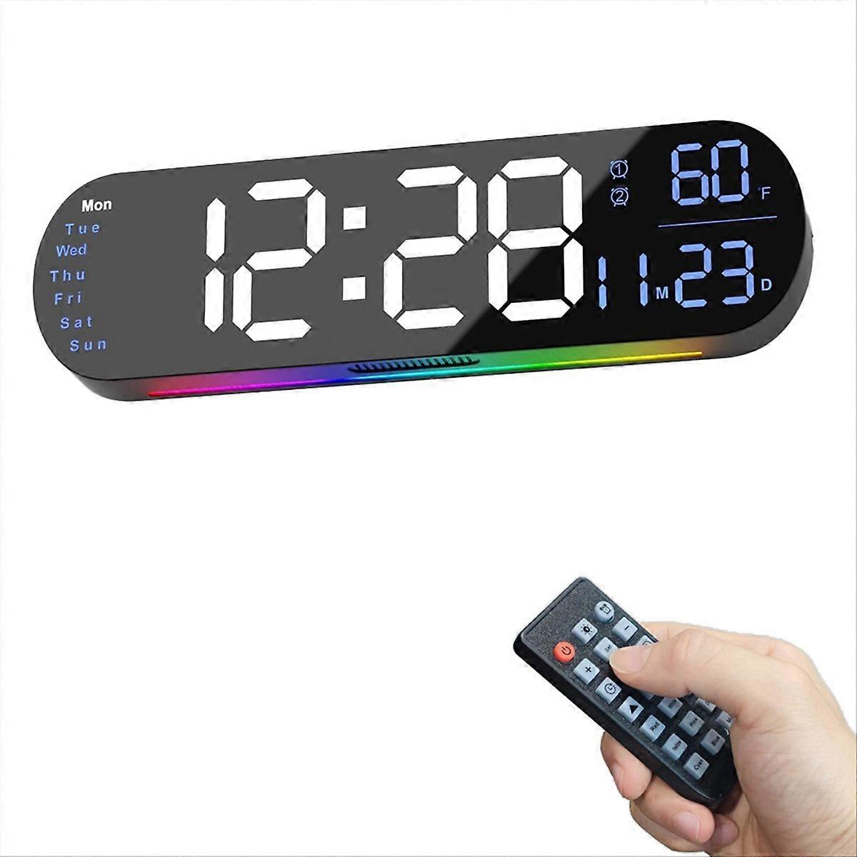 Large Digital Wall Clock with Remote Control 13.7Inch,Auto Brightness