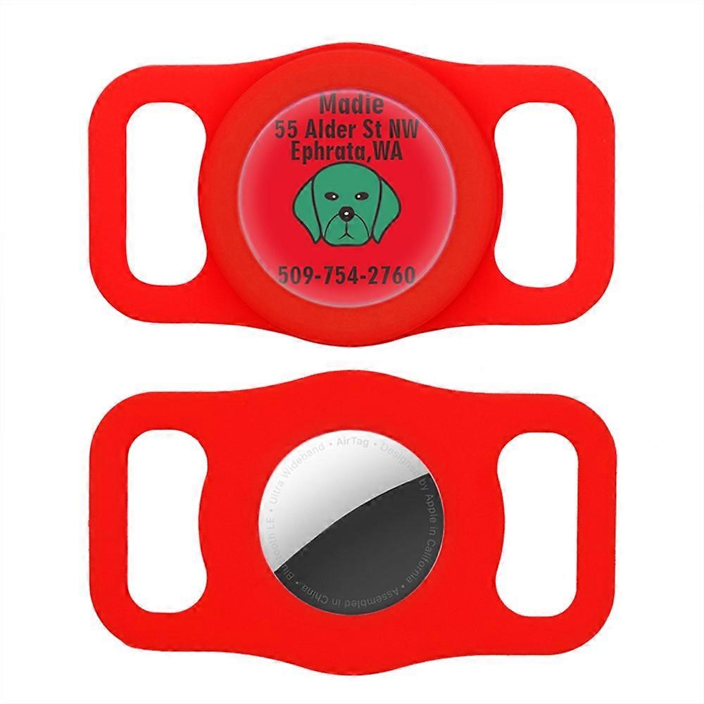 Silicone Case Compatible For Apple AirTag, Dog Pattern Sticker Design Pet Locator Protective Cover, Size L