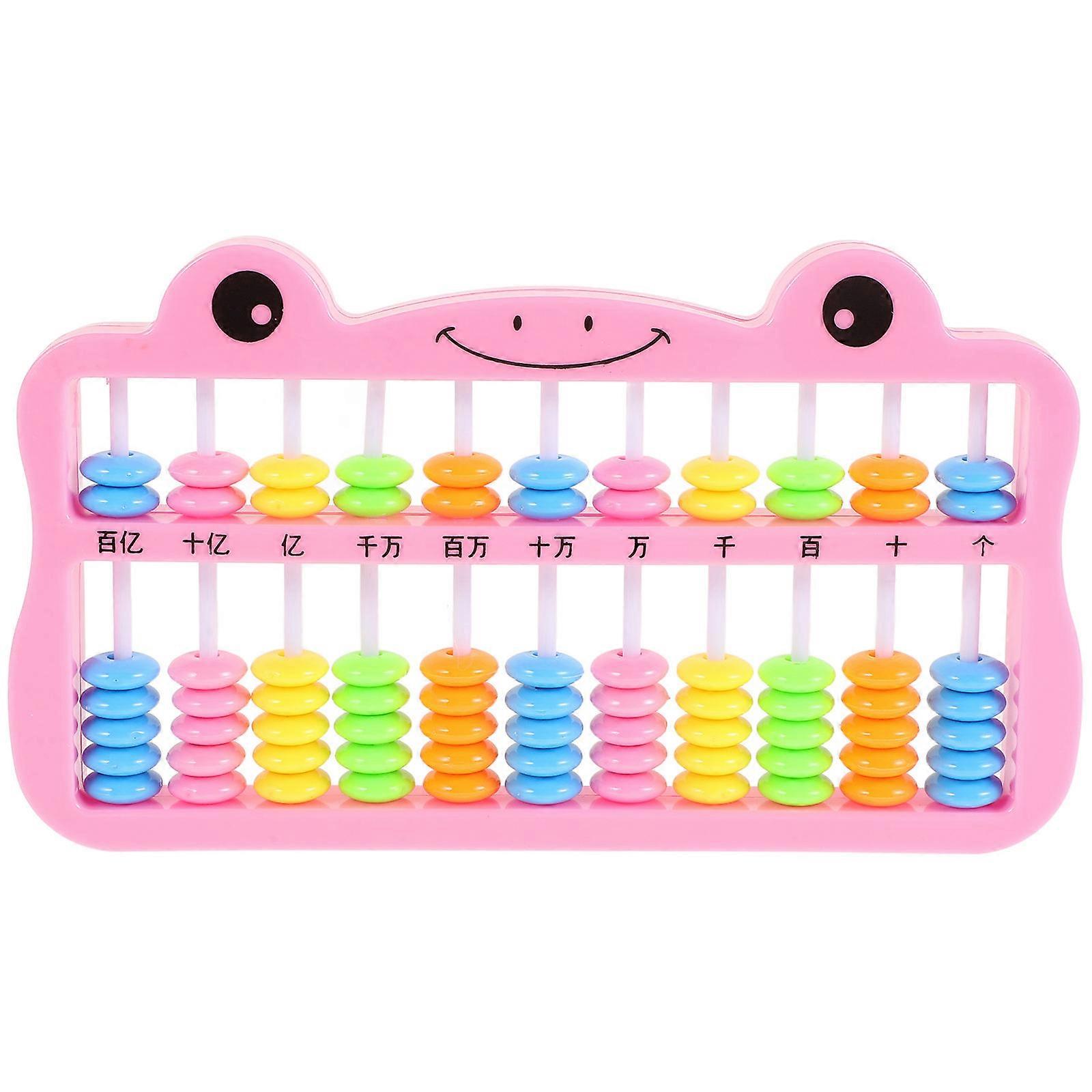 Math Learning Abacus for Students Pink Plastic 7-Bead Arithmetic Tool