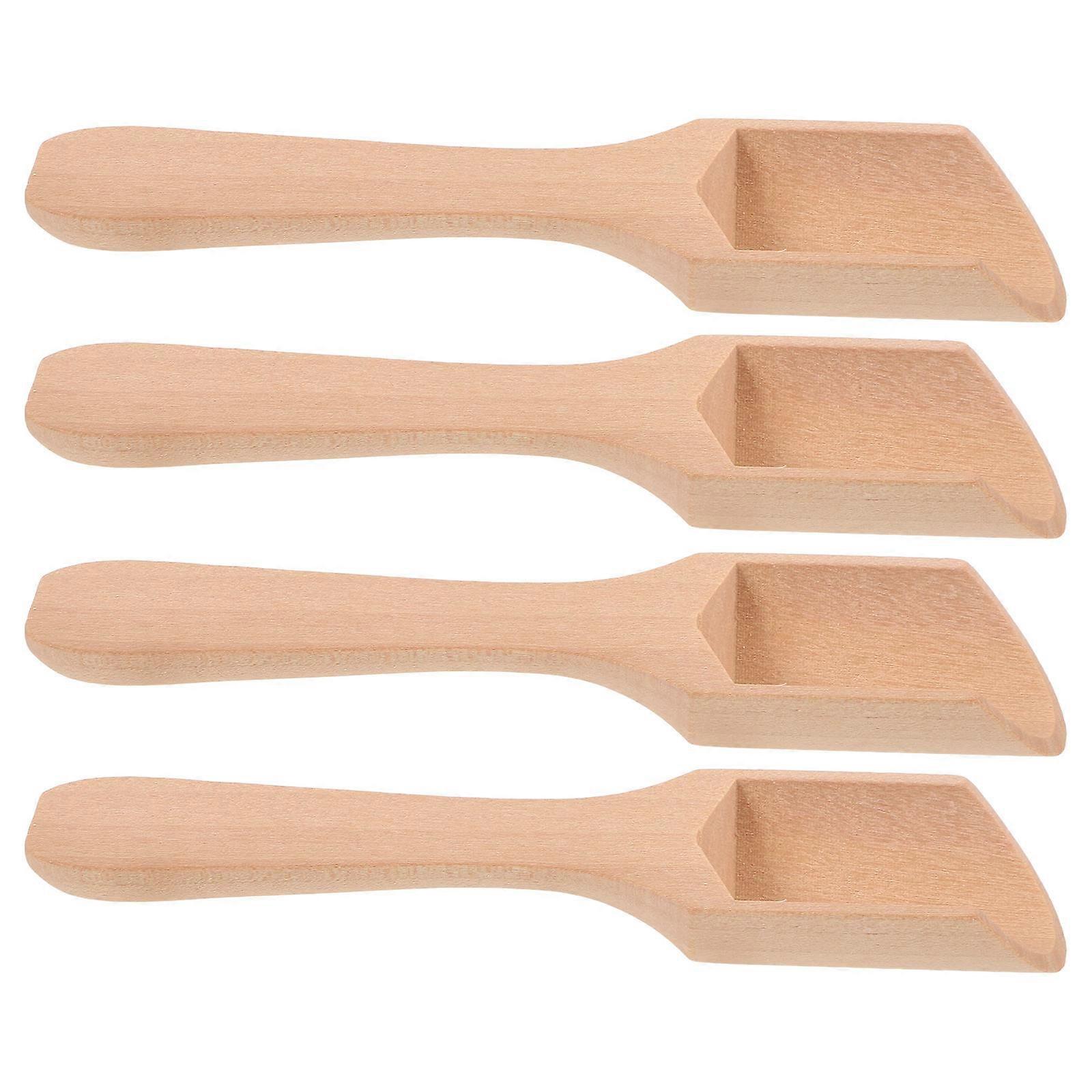 4Pcs Small Wooden Salt Spoon for Home Use Multi-Function Condiment Scoops