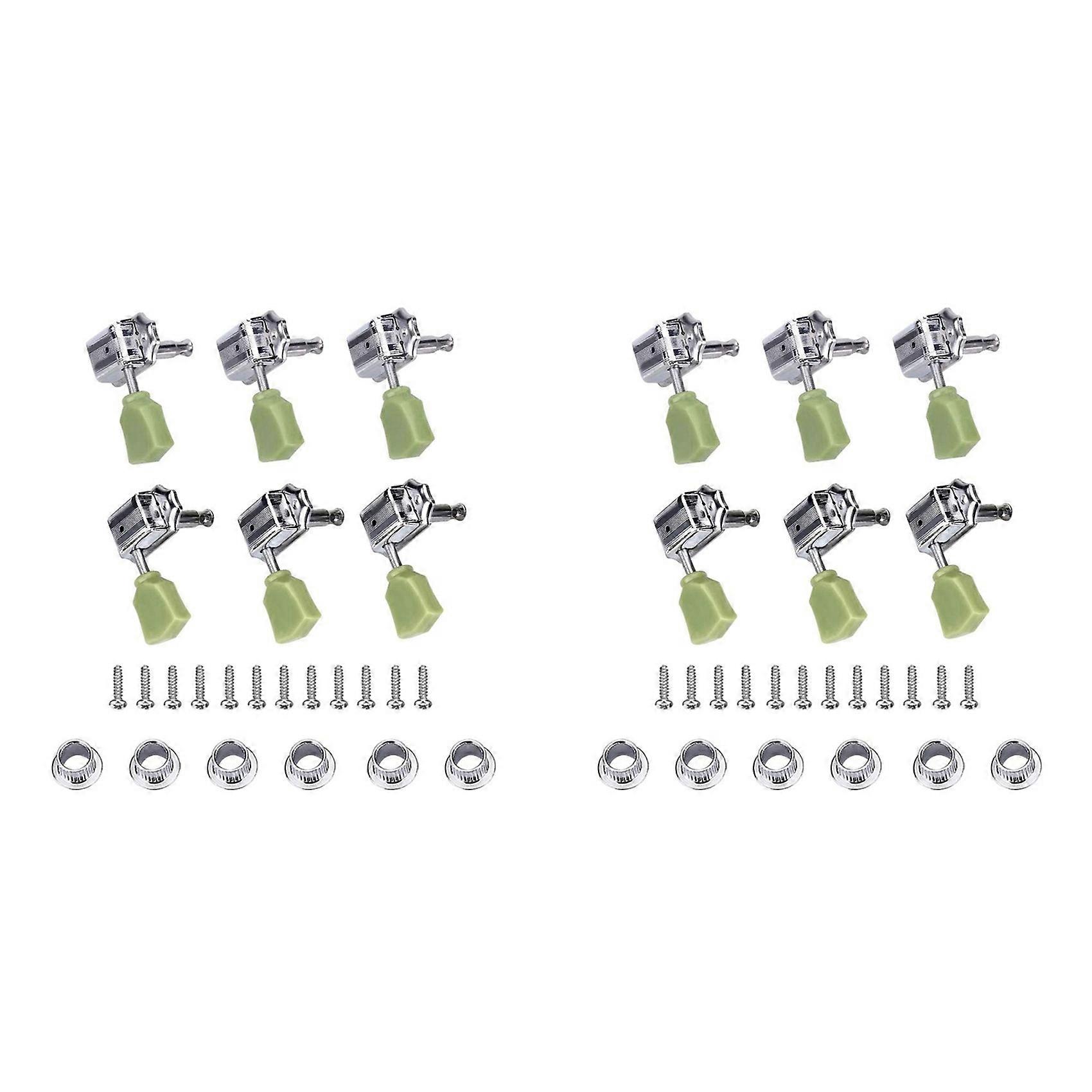 2 Set Guitar Tuning Pegs String Tuners 3R 3L Machine Heads String Tuning Key Pegs Tuners Folk/Electric Guitar Silver