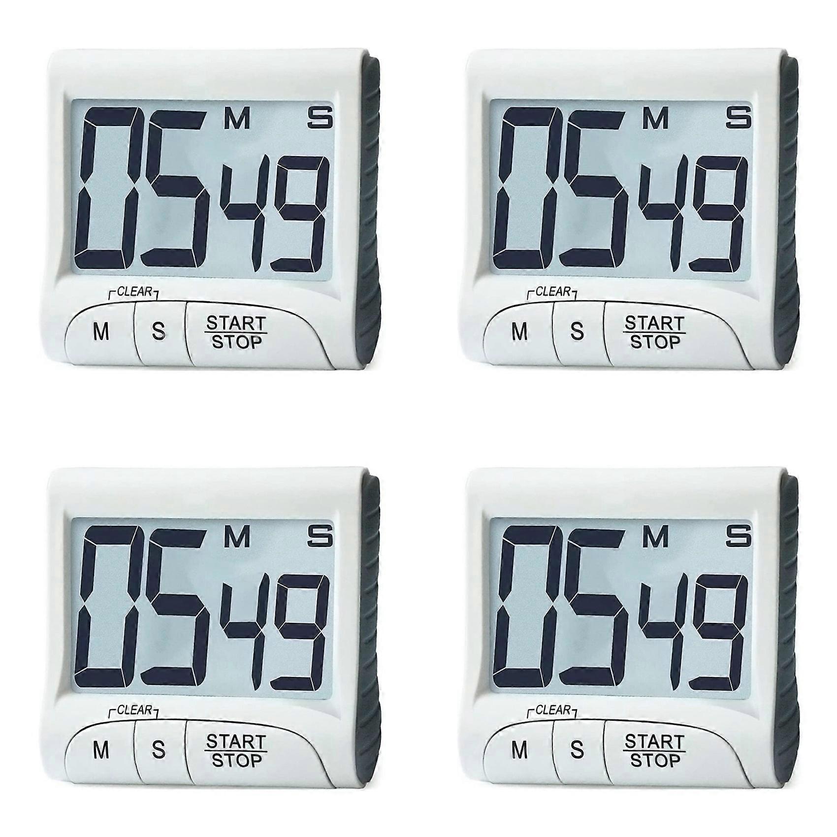 4X Digital Kitchen Timer&Stopwatch,Bold Digits, Simple Operation, Loud Alarm,Magnetic Kickstand
