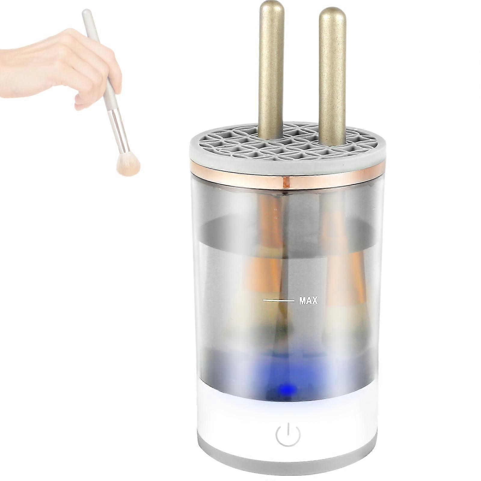 Electric Makeup Brush Cleaner USB Powered Deep Cleaning Tool with Visual Body White 16x9x9cm